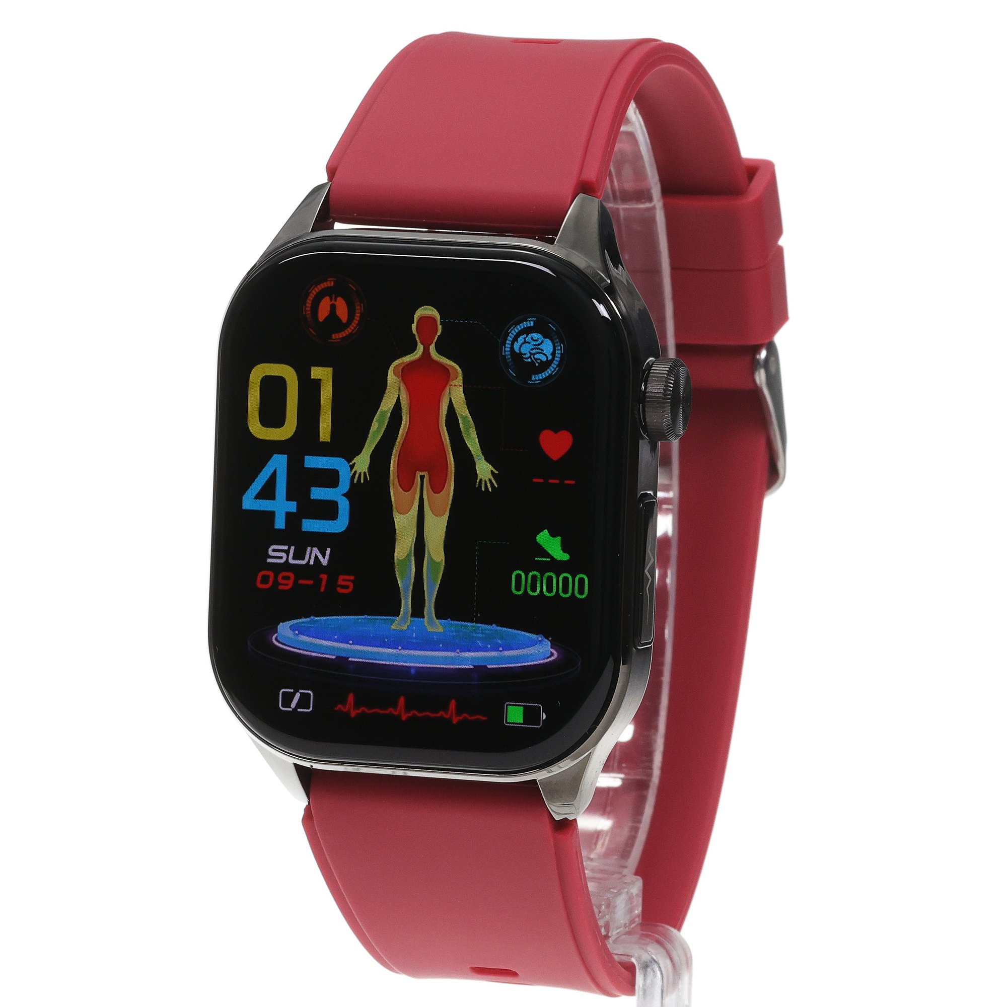 Hagen HB3014535 Smartwatch HB30 Czarny na Czerwonym Pasku zegarek klasyczny Smartwatch - miniatura 2