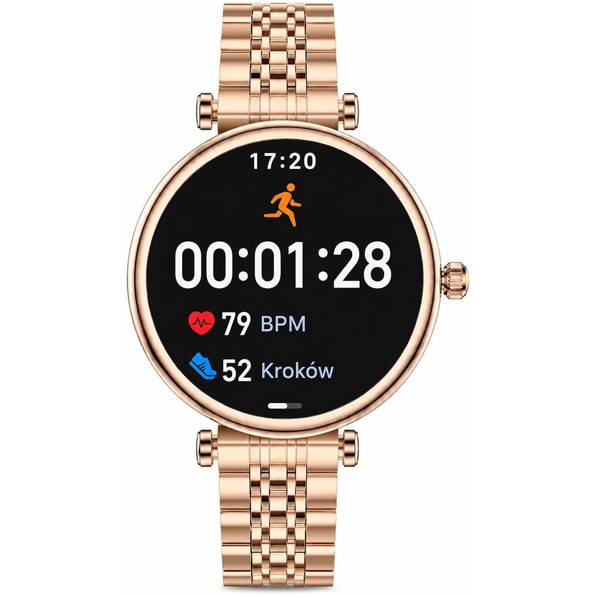 Hagen HB402105391210-SET HB40 Czarny zestaw Bransoleta Smartwatch klasyczny zegarek różowe złoto - miniatura 9