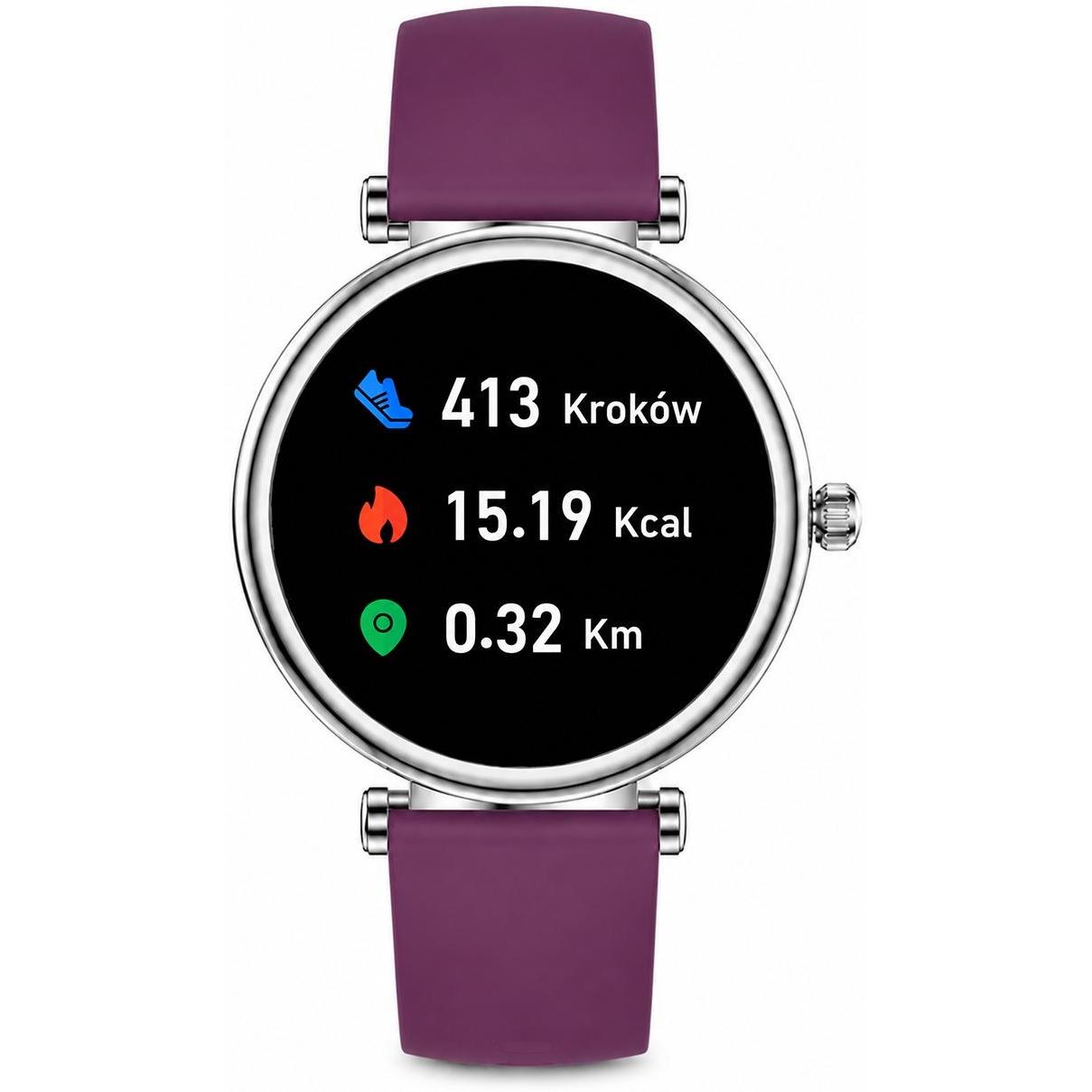 Hagen HB4021153211211-SET Smartwatch HB40 Fioletowy + Pasek i Bransoleta zegarek damski klasyczny - miniatura 7