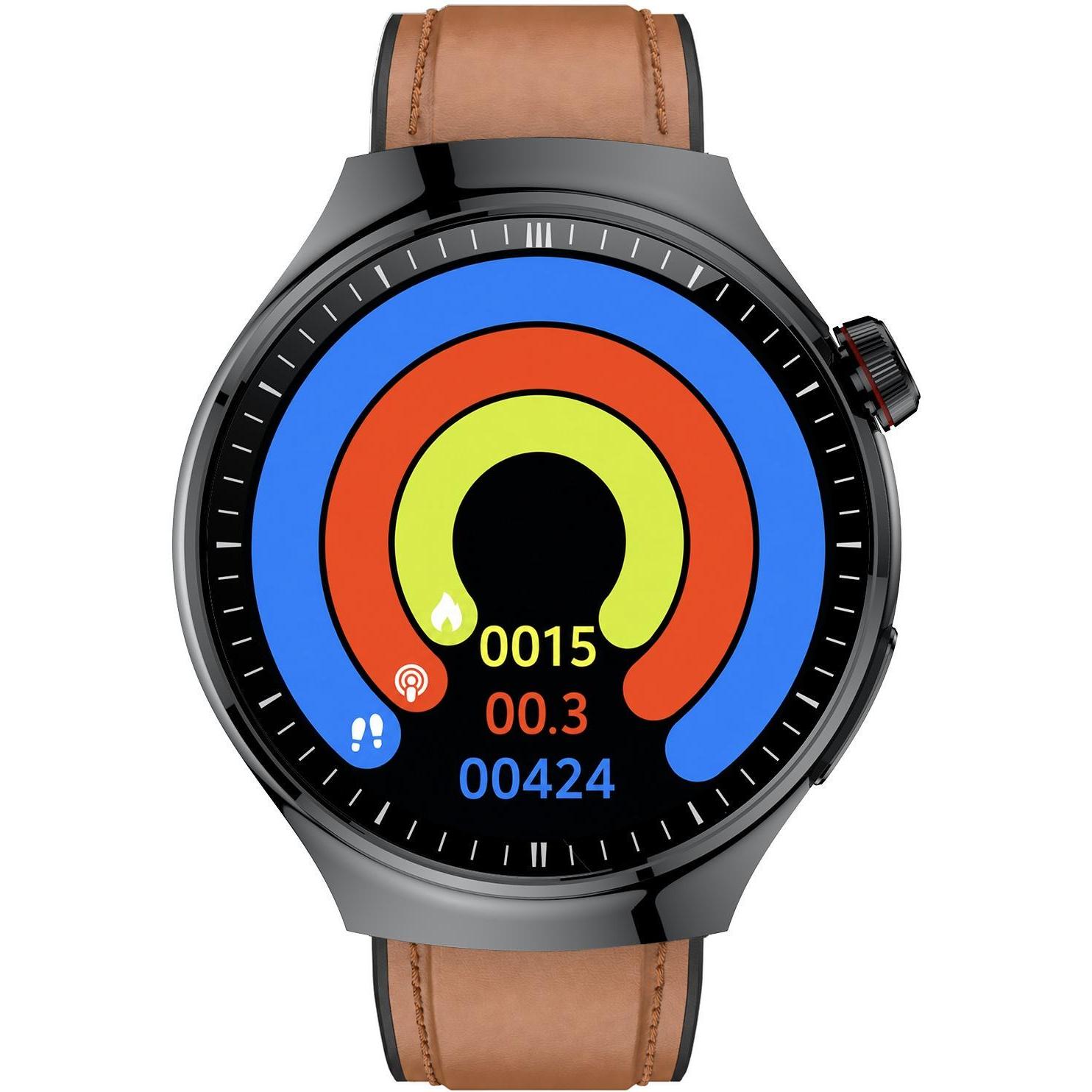 Hagen HB4114533 HB41 Czarny na Brązowym Pasku Smartwatch klasyczny zegarek czarny