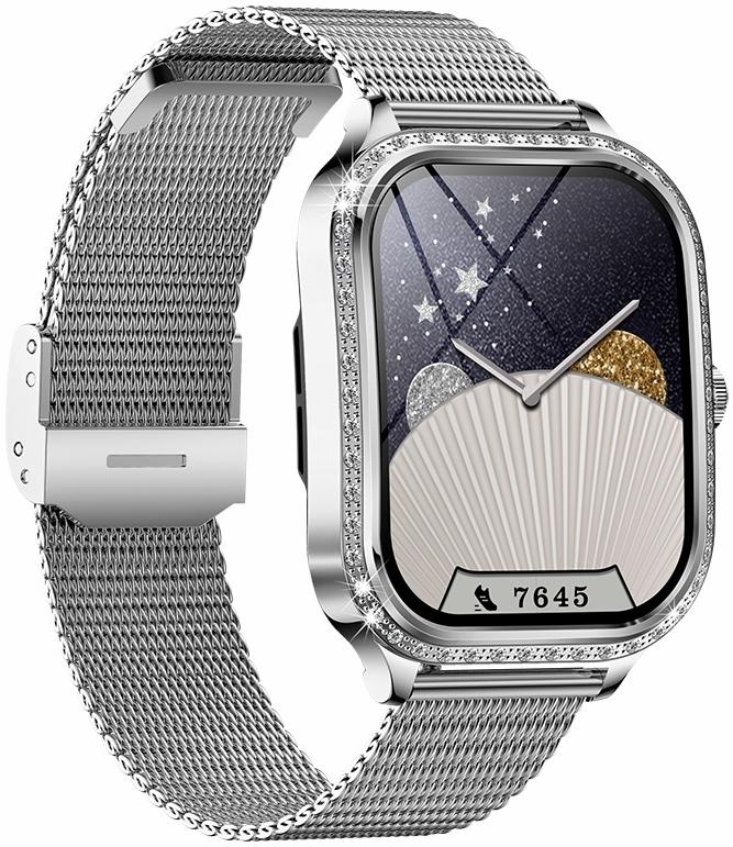 Hagen HB4211114105312-SET zegarek srebrny fashion-modowy Smartwatch bransoleta