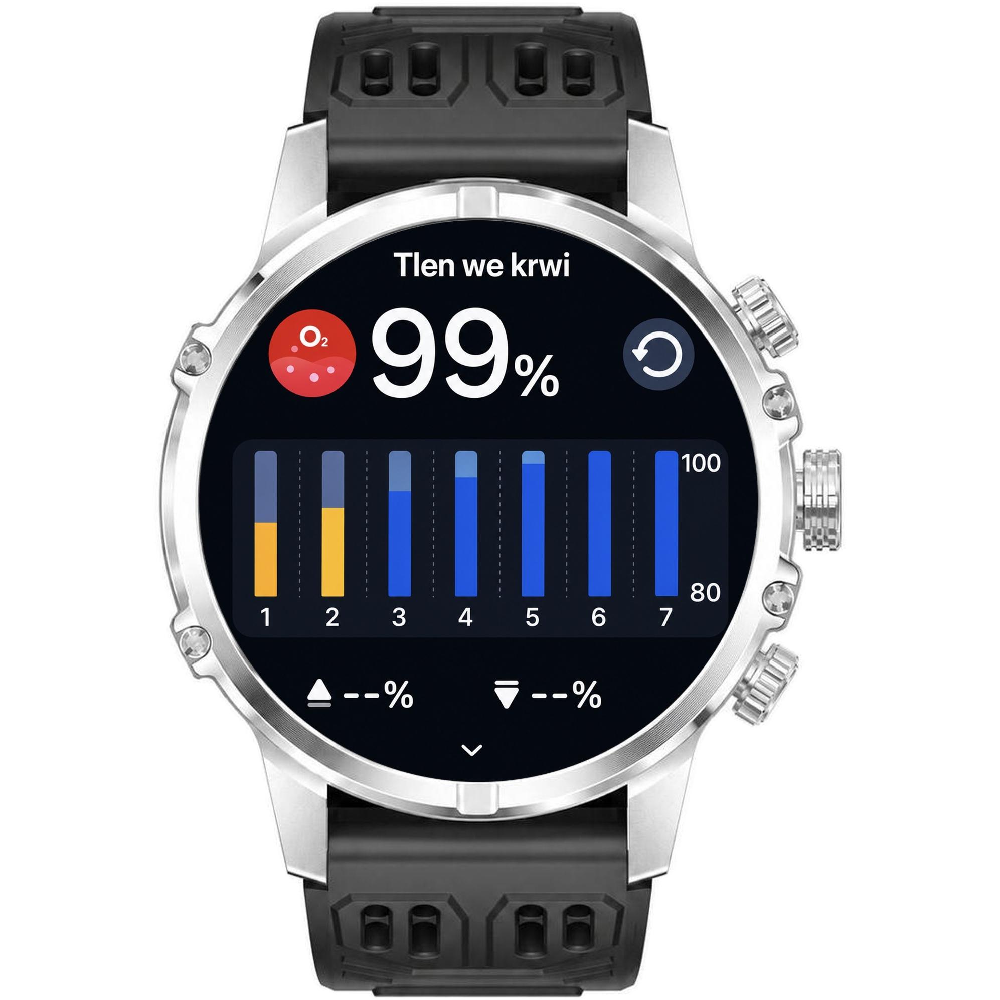 Hagen HB45111134 Smartwatch HB45 Srebrny na Czarnym Pasku zegarek męski