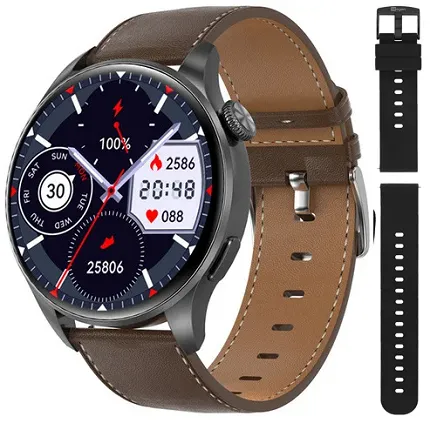 Hagen HC1014533333-SET Smartwatch Smartwatch HC10 czarny brązowy + pasek - zdjęcie 1