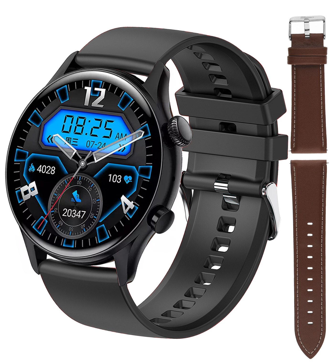 Hagen Smartwatch HC19 czarny brązowy + pasek HC19.111.533.334-SET