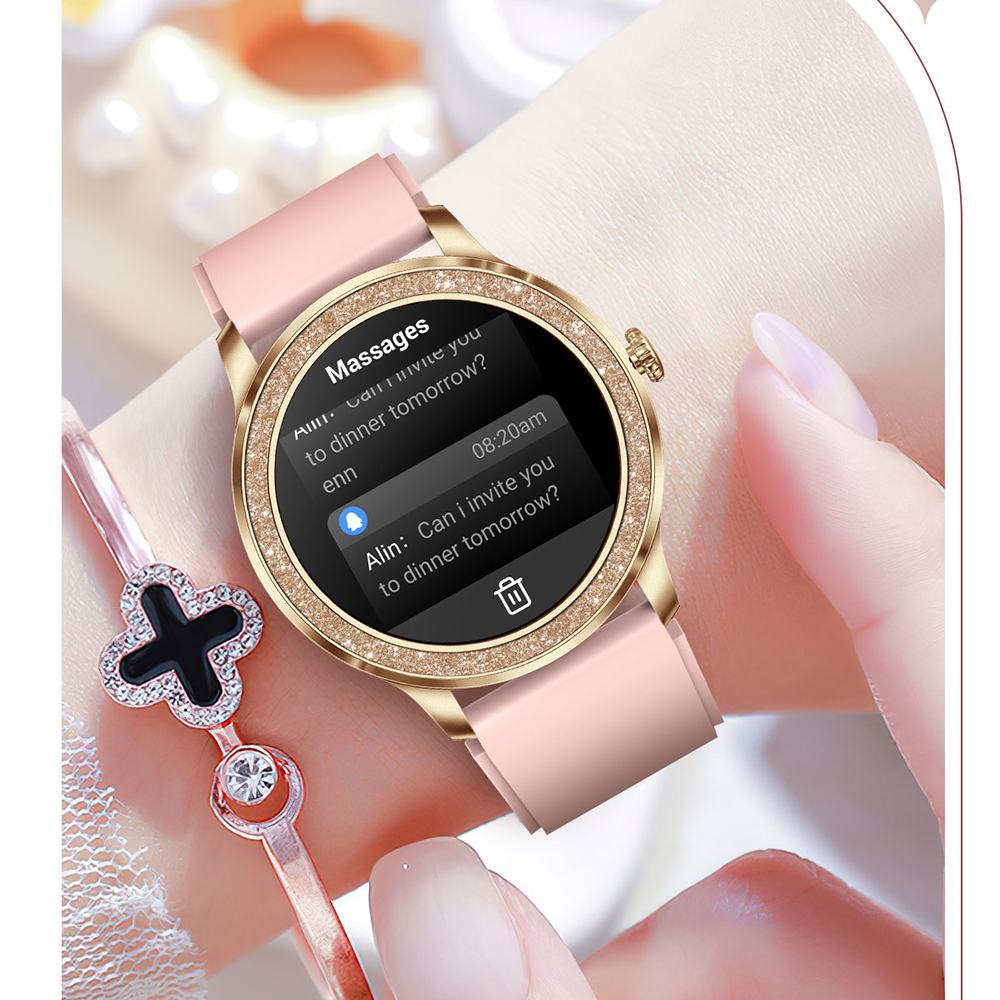 Hagen HC44111534 Smartwatch HC44 Różowe złoto czarny zegarek sportowy Smartwatch - miniatura 4