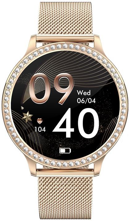 Hagen HC7411514155310-SET Smartwatch HC74 różowe złoto + beżowy pasek zegarek sportowy Smartwatch - miniatura 4