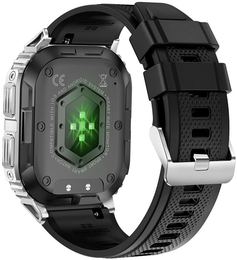 Hagen HC97211534 HC97 Srebrny na Czarnym Pasku + Pasek Smartwatch sportowy zegarek srebrny - miniatura 5