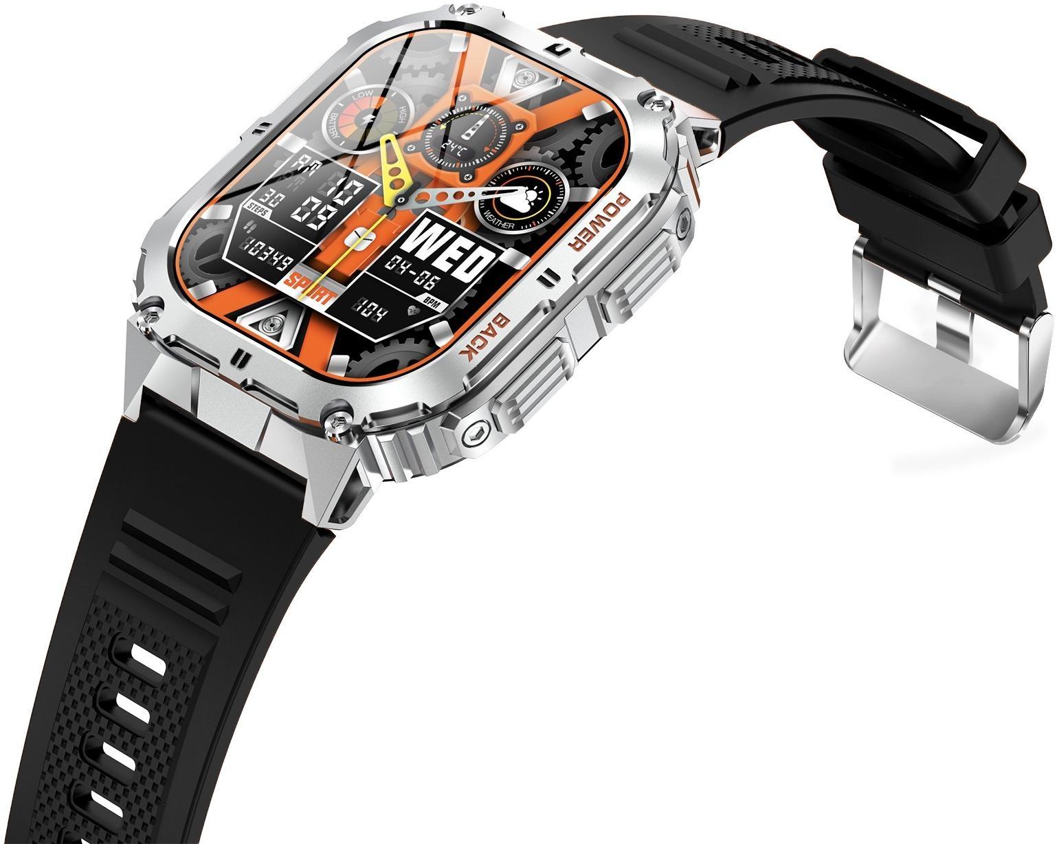 Hagen HC97211538 HC97 Srebrny na Pomarańczowym Pasku + Pasek Smartwatch sportowy zegarek srebrny - miniatura 9