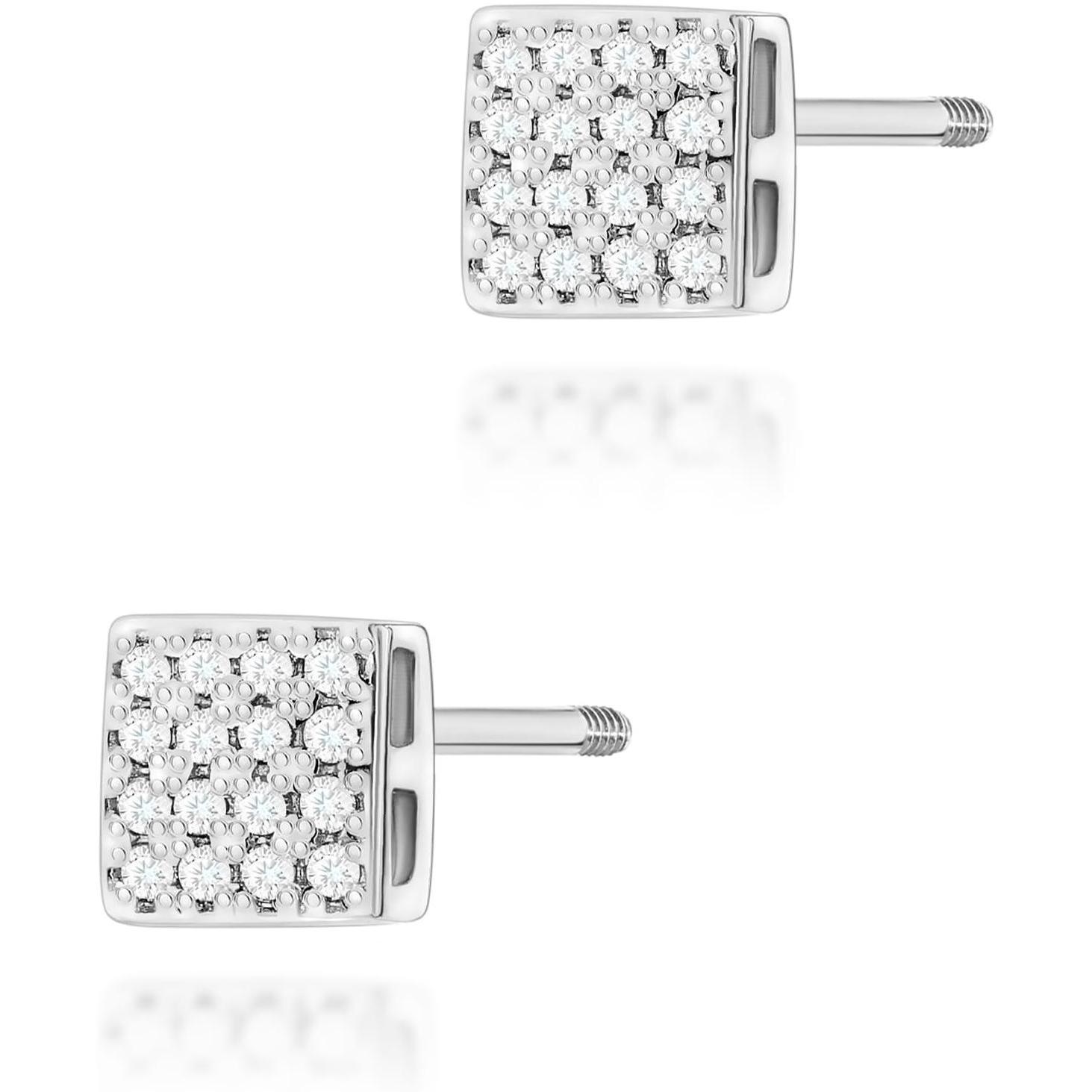 Kolczyki z białego złota próby 585 z diamentami na sztyft zakręcany Best Diamonds B0026-KO-AUB-DIW-04-00 