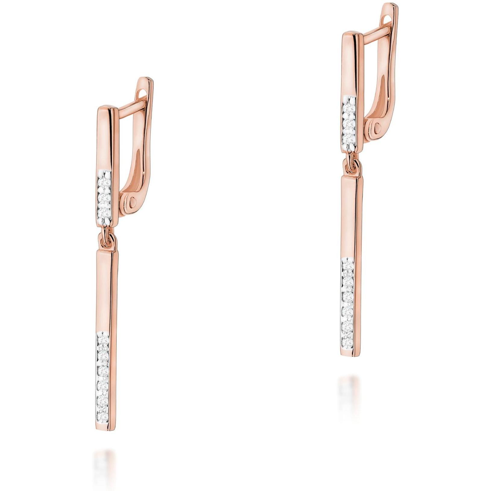 Kolczyki wiszące z różowego złota próby 585 z diamentami Best Diamonds B0050-KO-AUR-DIW-02-00 