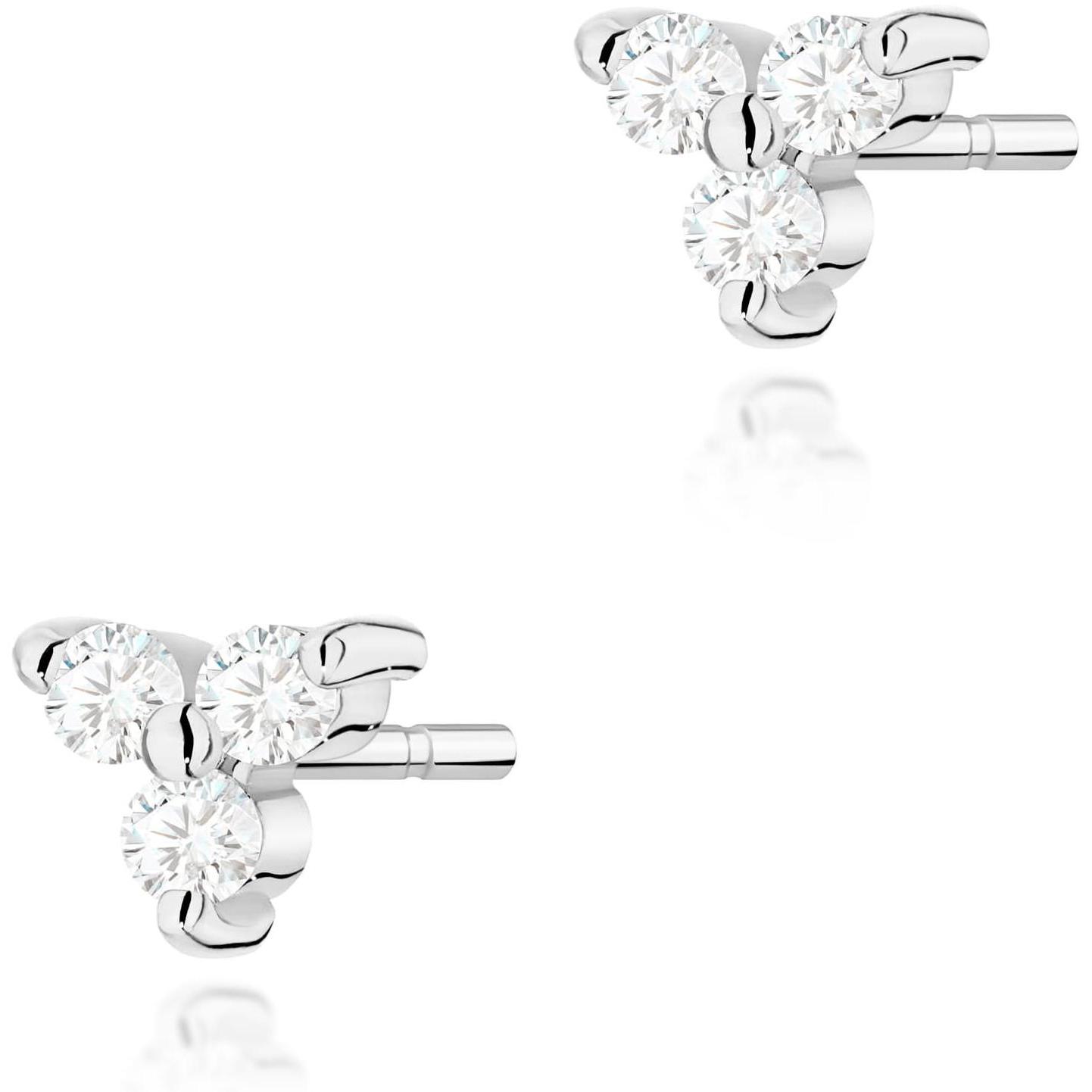 Klasyczne kolczyki z trzema brylantami z białego złota Best Diamonds B0066-KO-AUB-DIW-02-00 