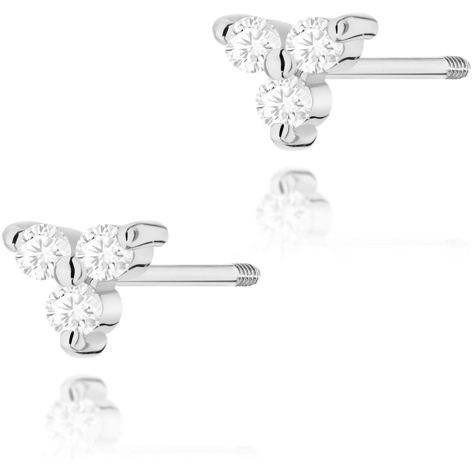 Kolczyki z białego złota z diamentami na sztyft zakręcany, próba 585 Best Diamonds B0066-KO-AUB-DIW-04-00 