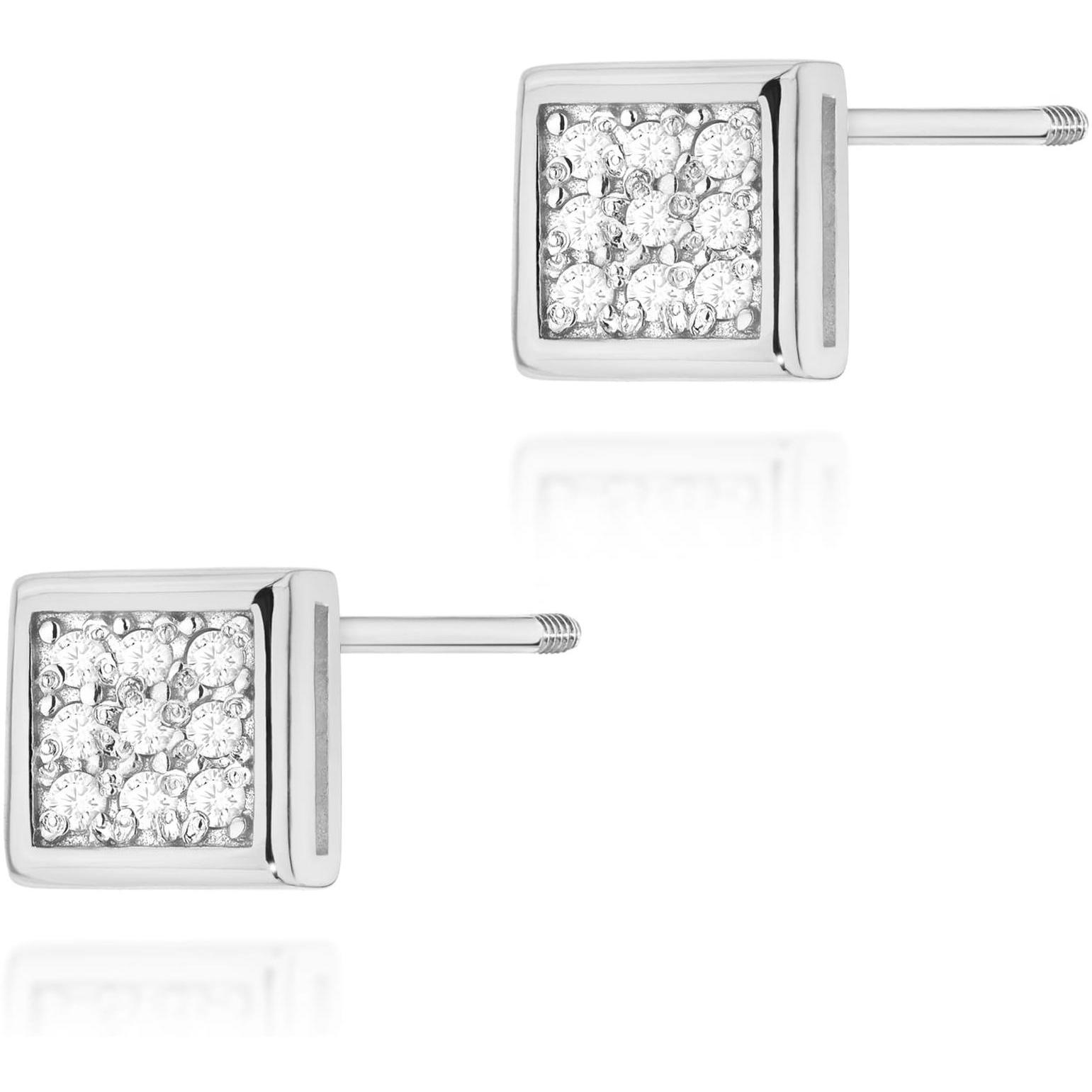 Kolczyki z białego złota próby 585 z diamentami na sztyft zakręcany Best Diamonds B0072-KO-AUB-DIW-04-00 