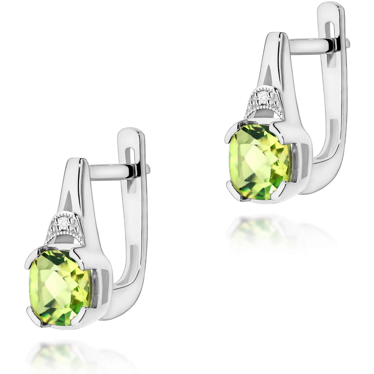 Kolczyki z białego złota z oliwinami, próba 585 Best Diamonds B0080-KO-AUB-PEG-02-CU 