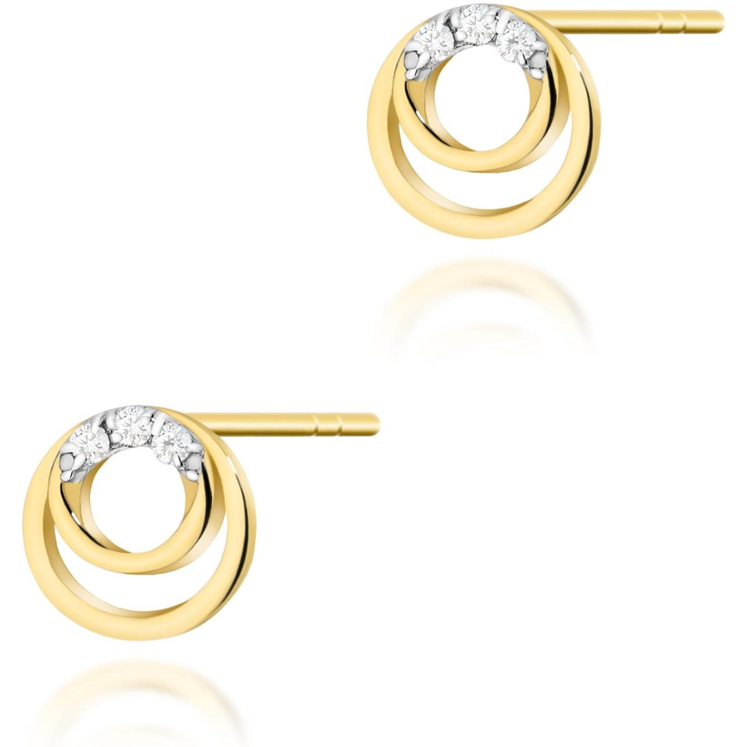 Złote kolczyki podwójne kółeczka z brylantami 0,03 ct Best Diamonds B0156-KO-AUZ-DIW-02-00 