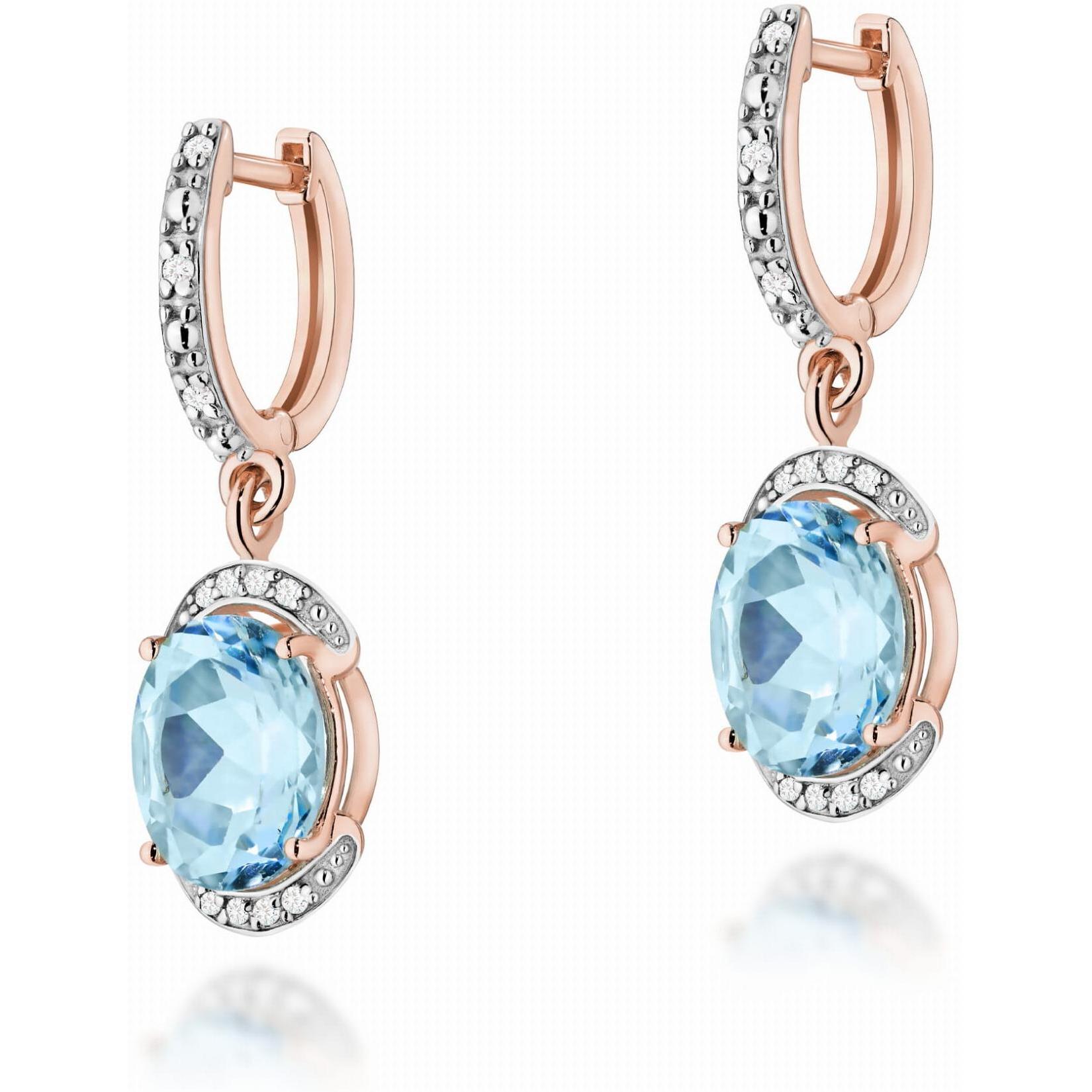 Kolczyki wiszące z różowego złota próby 585 z topazami Swiss Best Diamonds B0300-KO-AUR-TOB-02-OW 