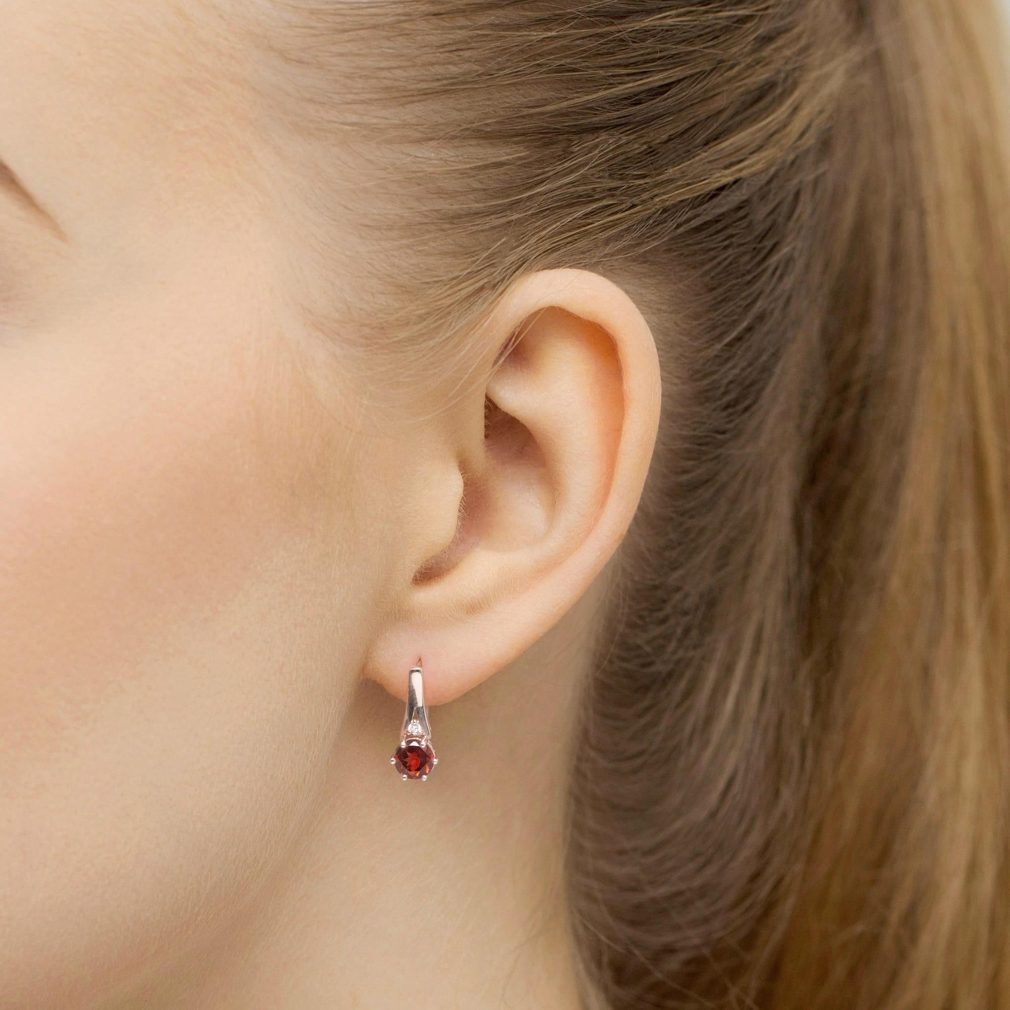 Kolczyki z różowego złota próby 585 z granatami Best Diamonds B1144-KO-AUR-GAR-02-OK - hover
