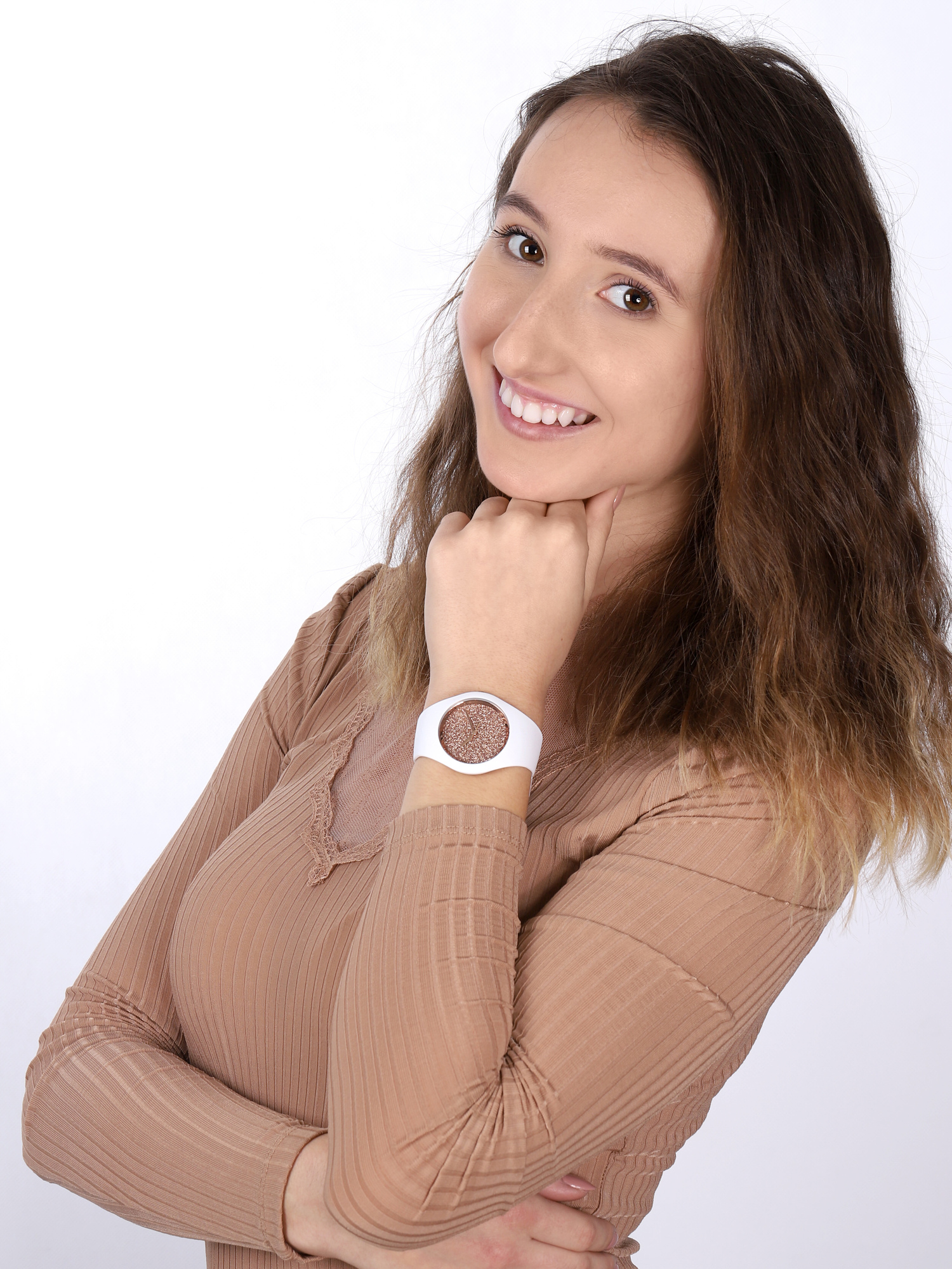 ICE Watch ICE.001350 Ice-Glitter ICE glitter white rose gold rozm. M zegarek damski fashion/modowy mineralne - miniatura 2