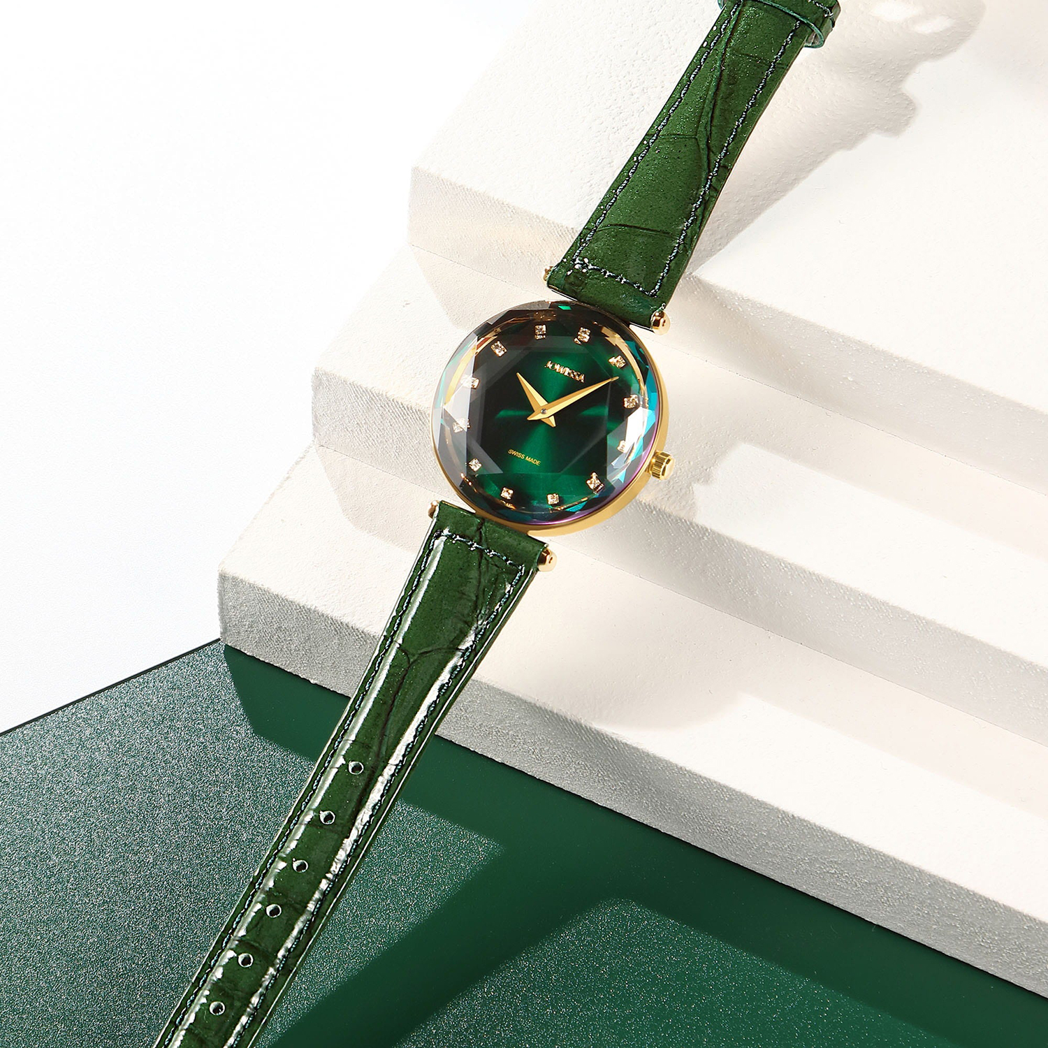 J5754M zegarek złoty elegancki Facet pasek - miniatura 4