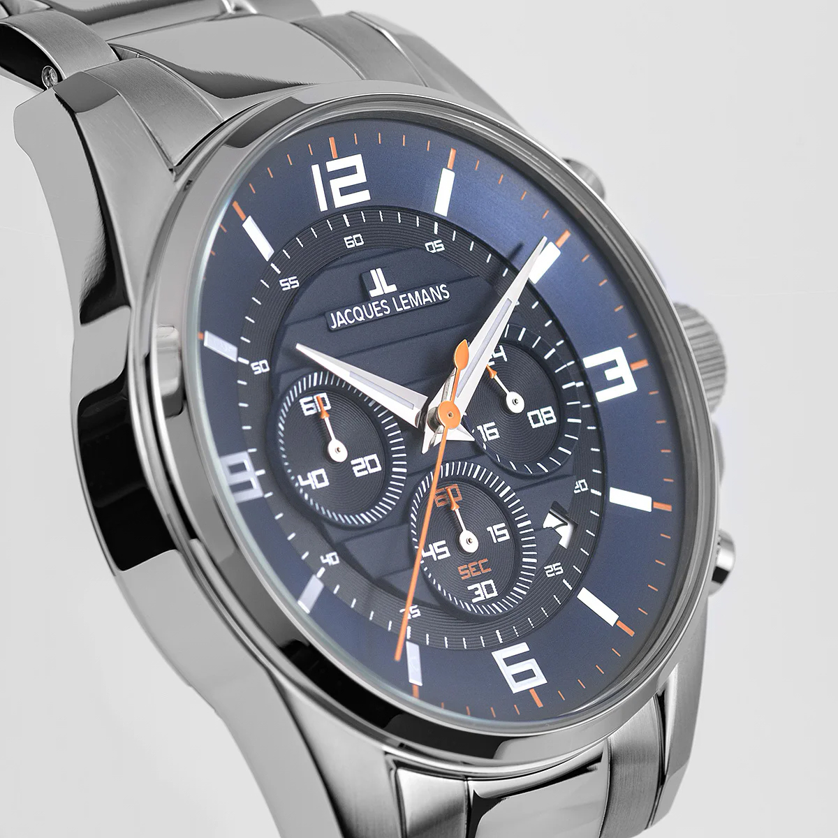 Jacques Lemans 1-2118F zegarek srebrny sportowy Sport bransoleta - miniatura 3