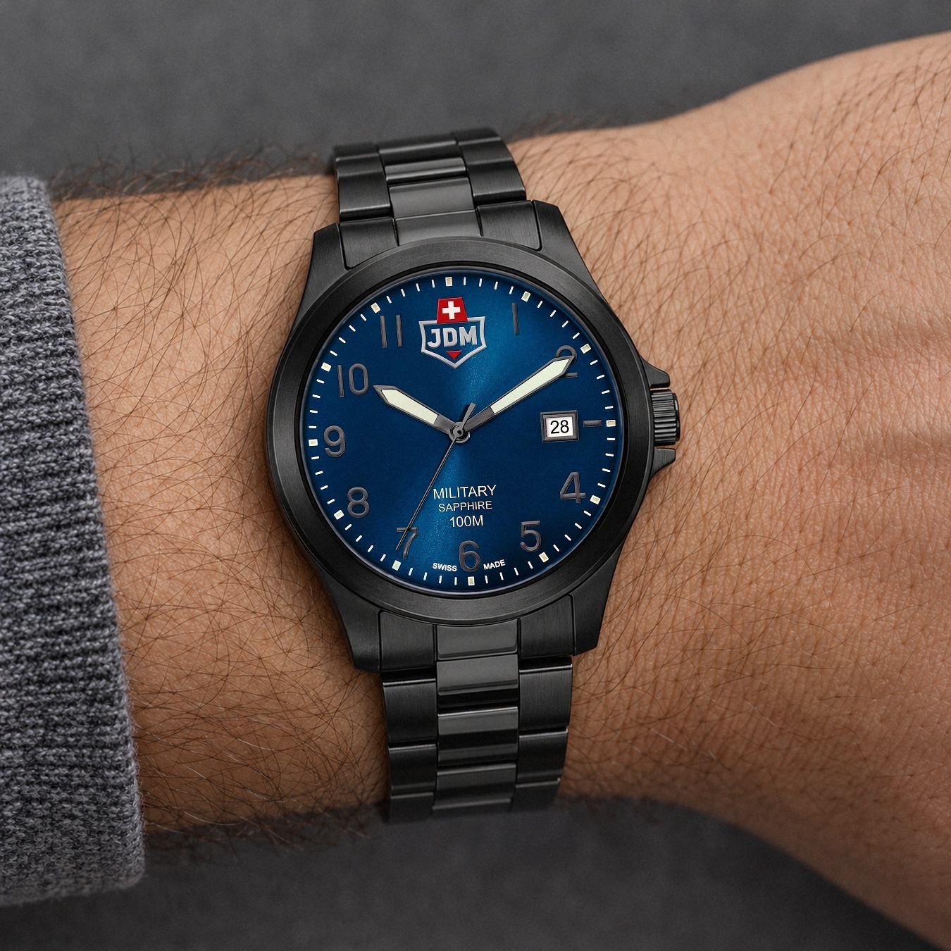 JDM Military JDM-WG001-07 Alpha I męski czarny 40 mm na bransolecie zegarek lotniczy Męskie - miniatura 4