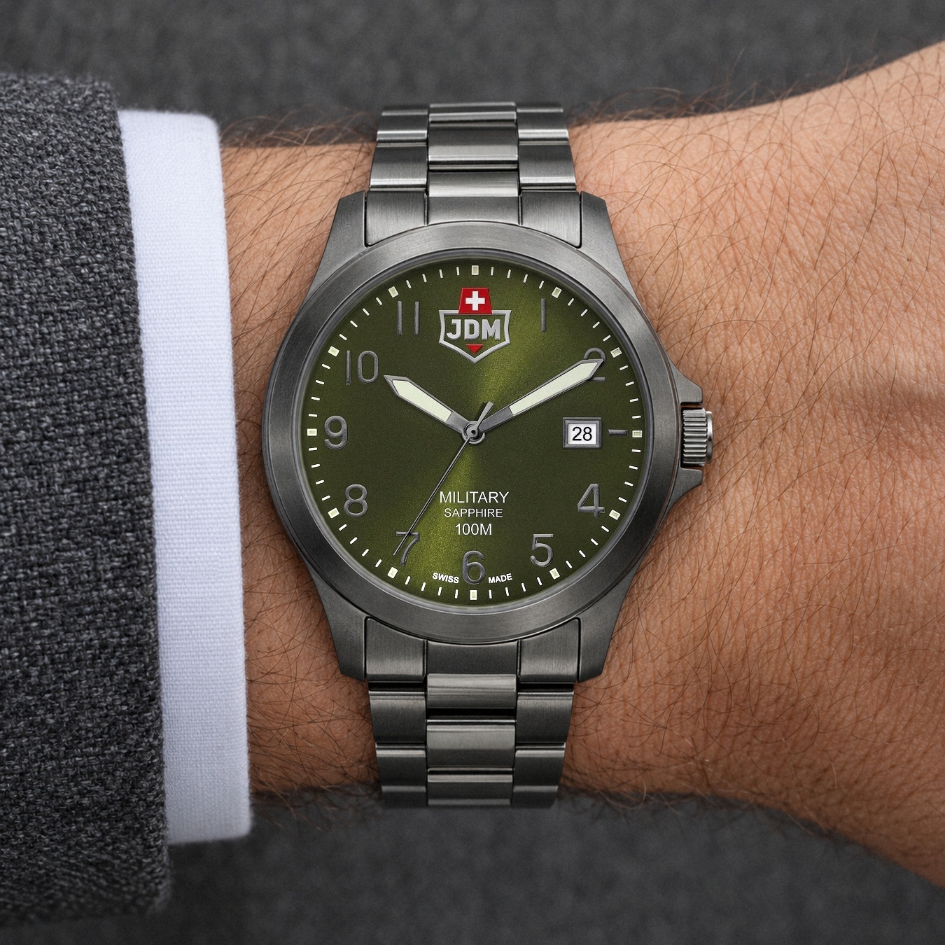 JDM Military JDM-WG001-08 Alpha I męski grafitowy 40 mm zegarek lotniczy Męskie - miniatura 4