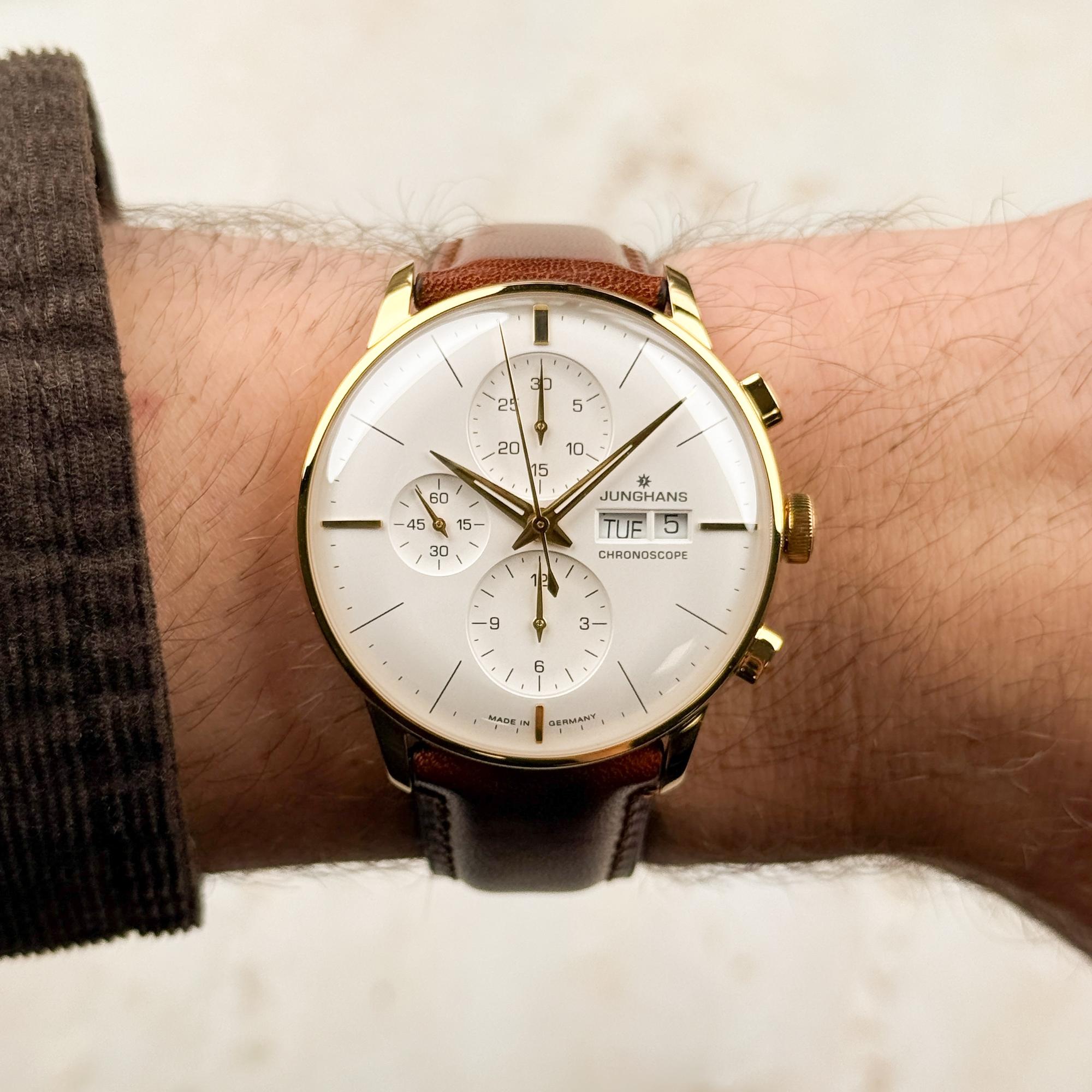 Junghans 27-762003 Meister Meister Chronoscope Date English zegarek męski elegancki szafirowe