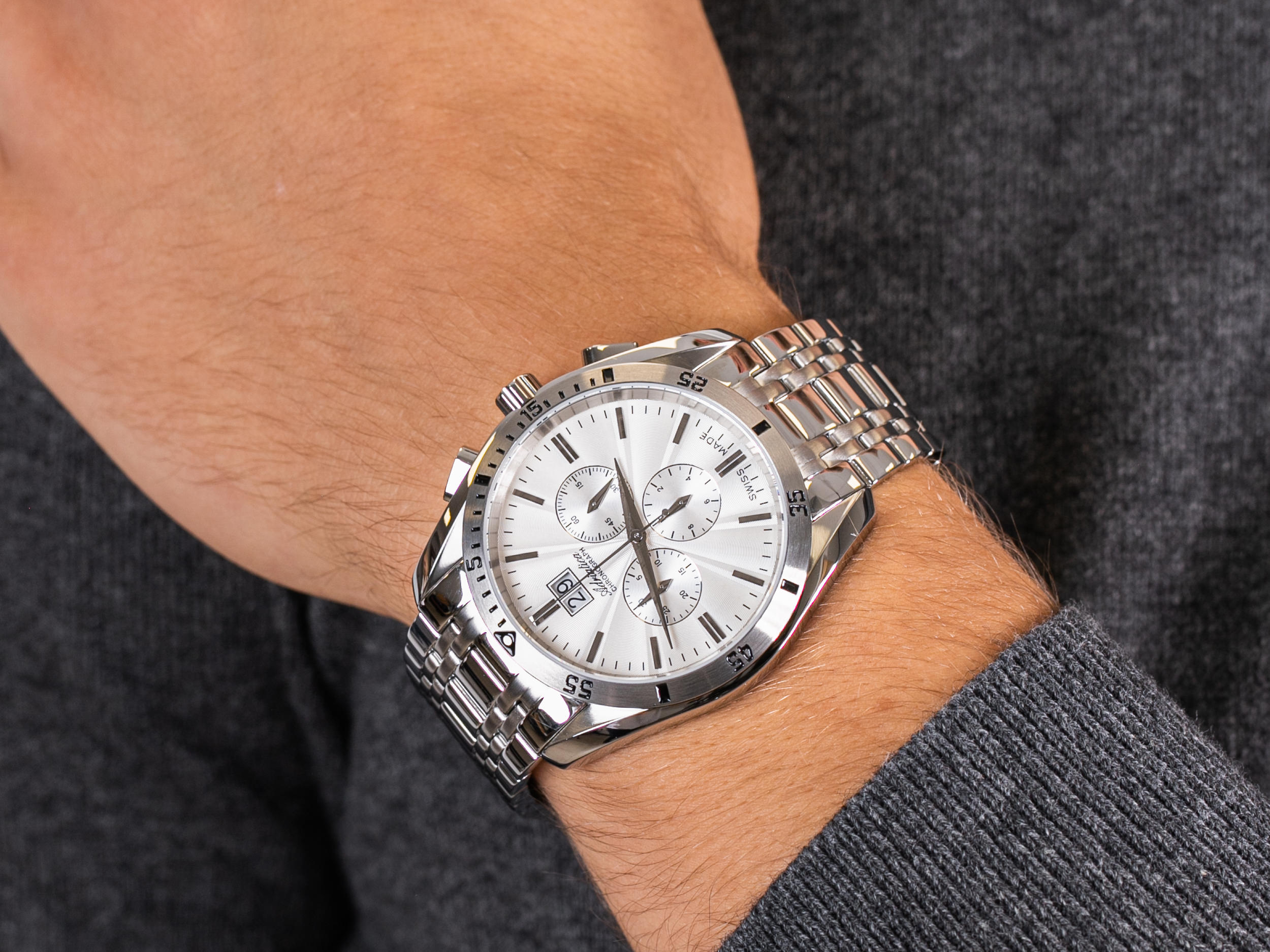 Adriatica A8202.5113CH Bransoleta Chronograph zegarek męski klasyczny szafirowe