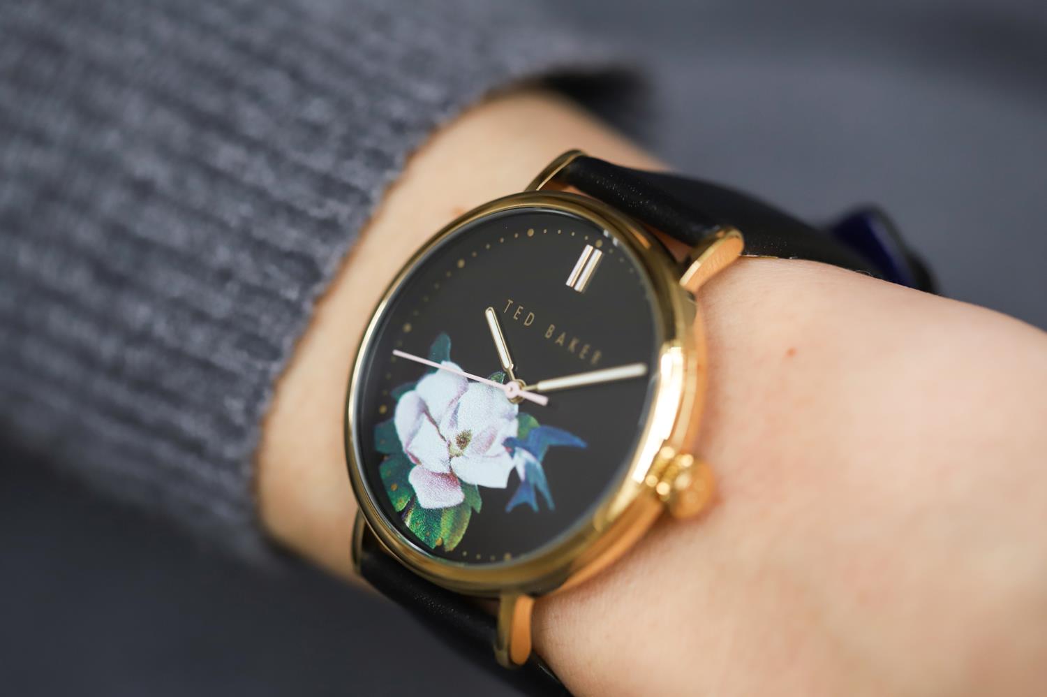 Ted Baker BKPPFF910 Phylipa Flowers pasek klasyczny zegarek złoty - miniatura 9