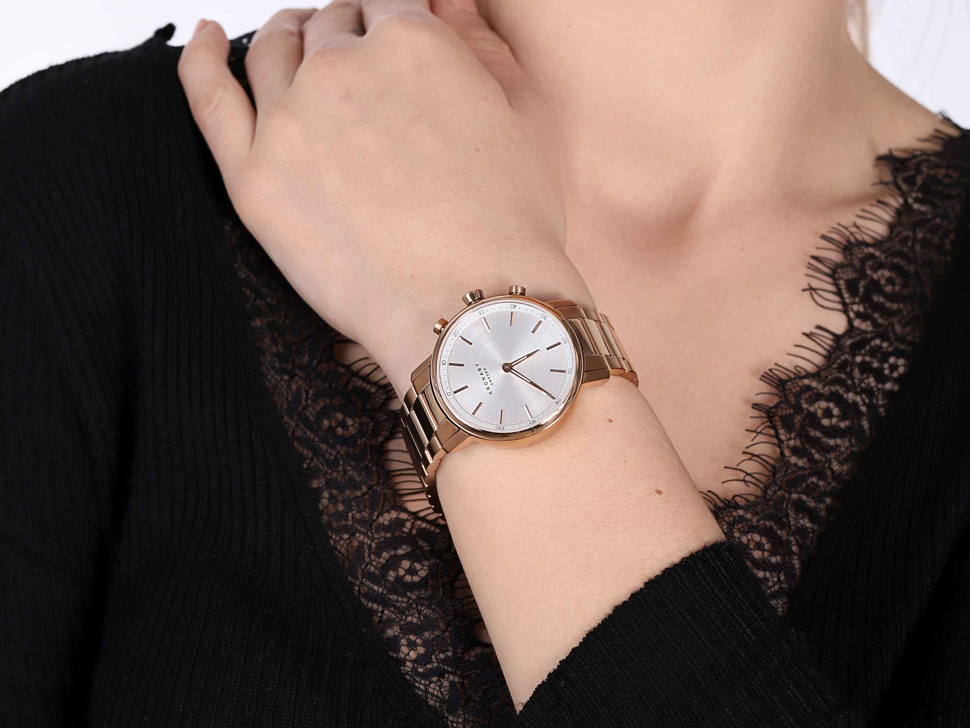 Kronaby S2446-1 smartwatch różowe złoto klasyczny Carat bransoleta - miniatura 4