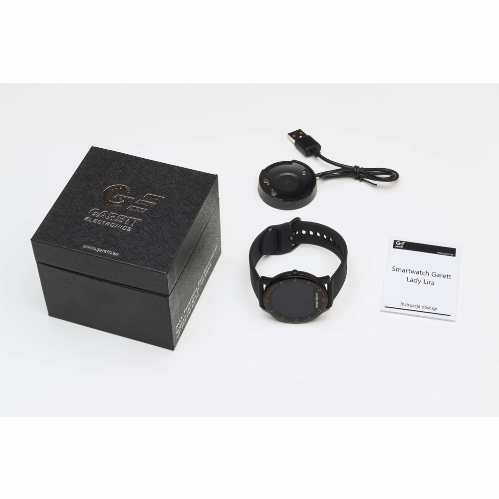 Garett 5903246286502 Damskie Smartwatch Garett Lady Lira czarny zegarek damski sportowy z tworzywa sztucznego