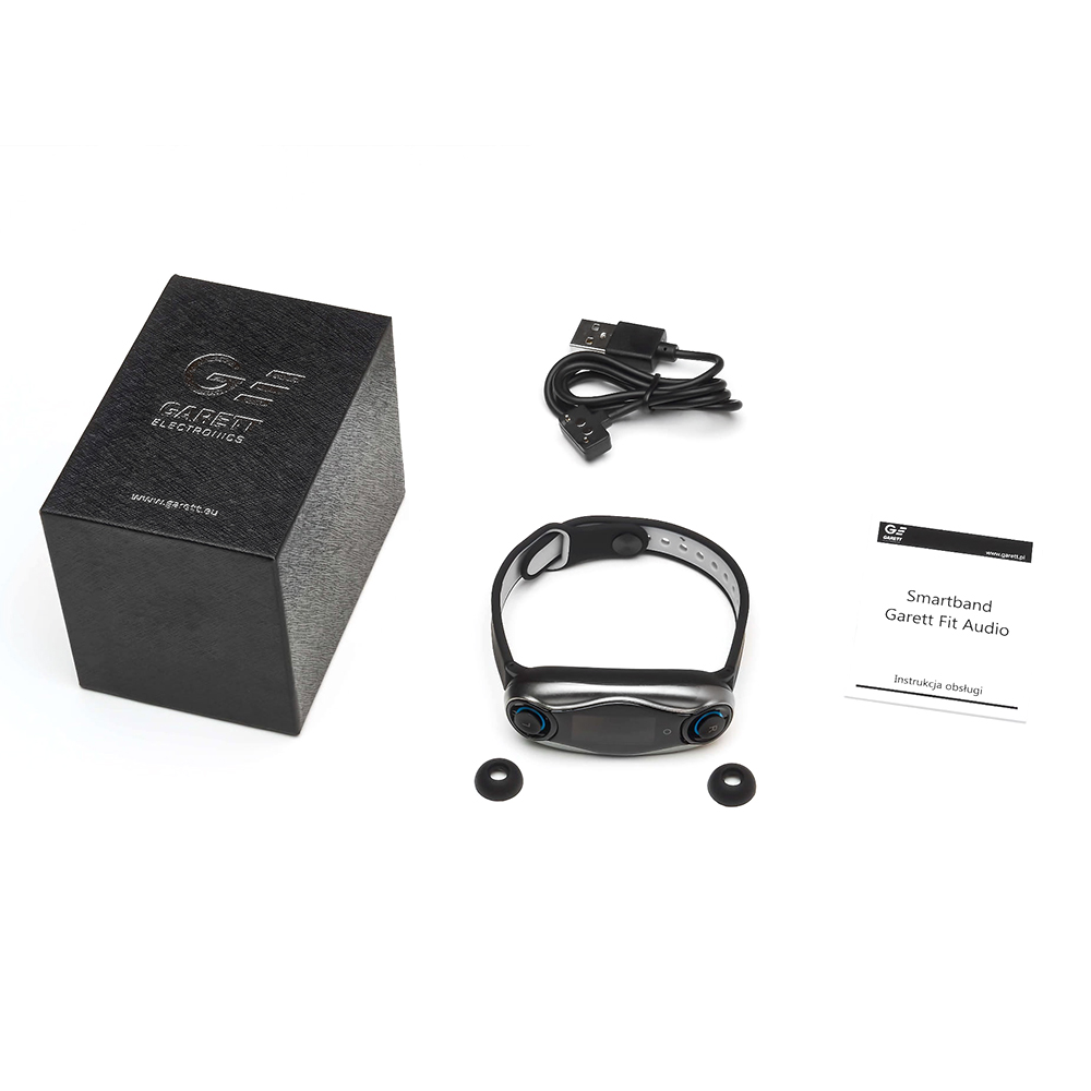 zegarek Garett 5903246289299 kwarcowy męski Smartbandy - Opaski sportowe Smartband Opaska Sportowa Garett Fit Audio + słuchawki