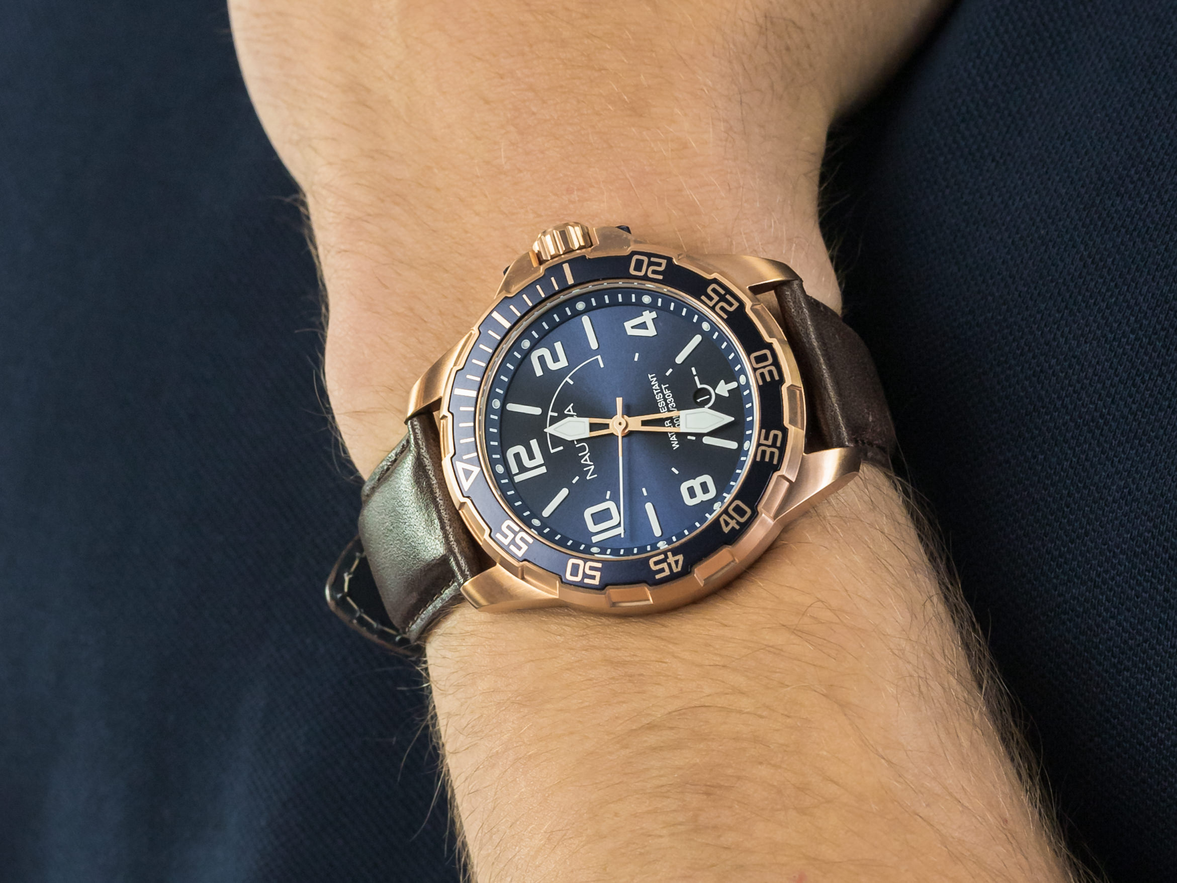 Nautica NAPPLH003 Pilot House Navy Dial Leather Watch zegarek klasyczny Pasek - miniatura 4