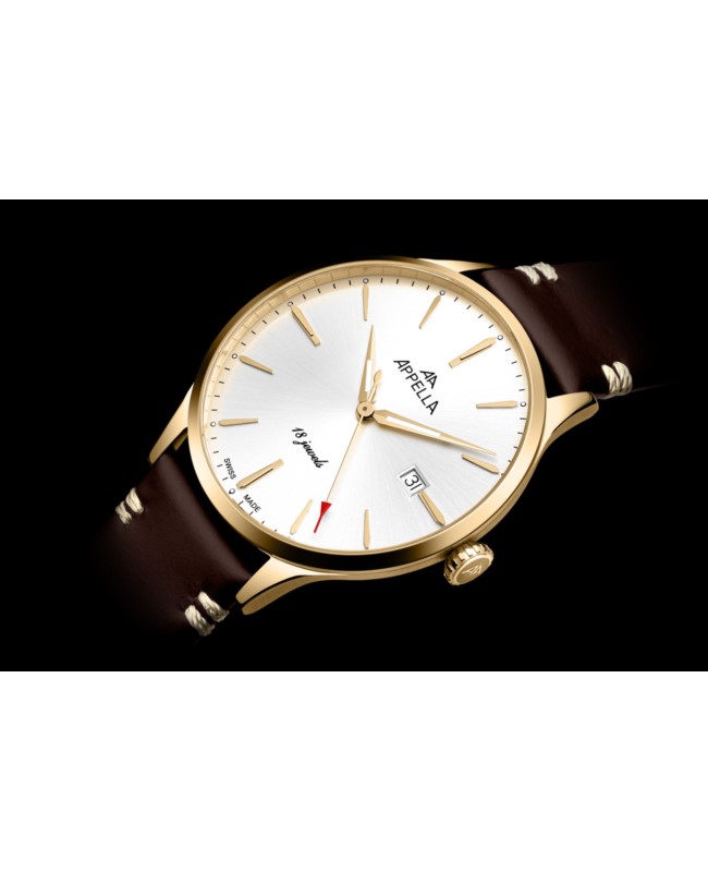 L901213M zegarek złoty klasyczny Appella pasek - miniatura 5