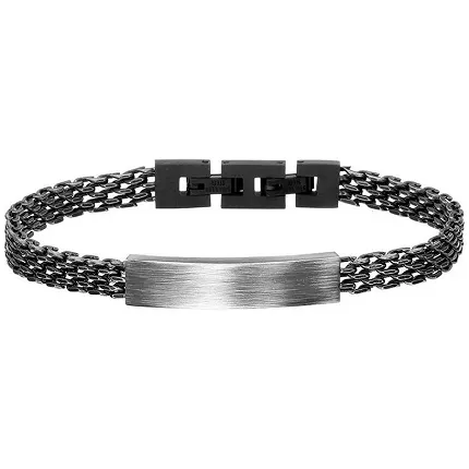 Manoki BA1208B Męska bransoletka mesh blacha do grawerunku na stalowej siatce do grawerunku efekt vintage