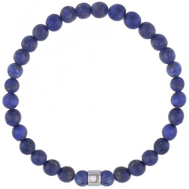 Męska bransoletka niebieskie matowe kulki lapis lazuli z charmsem Manoki BA1309SN 