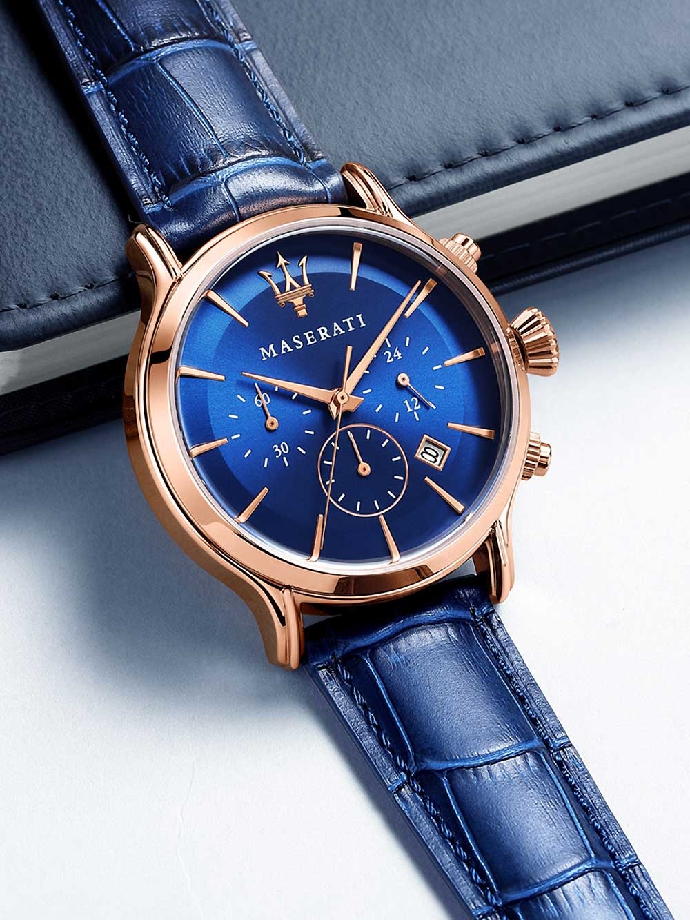 Maserati R8871618013 zegarek różowe złoto klasyczny Epoca pasek - miniatura 5