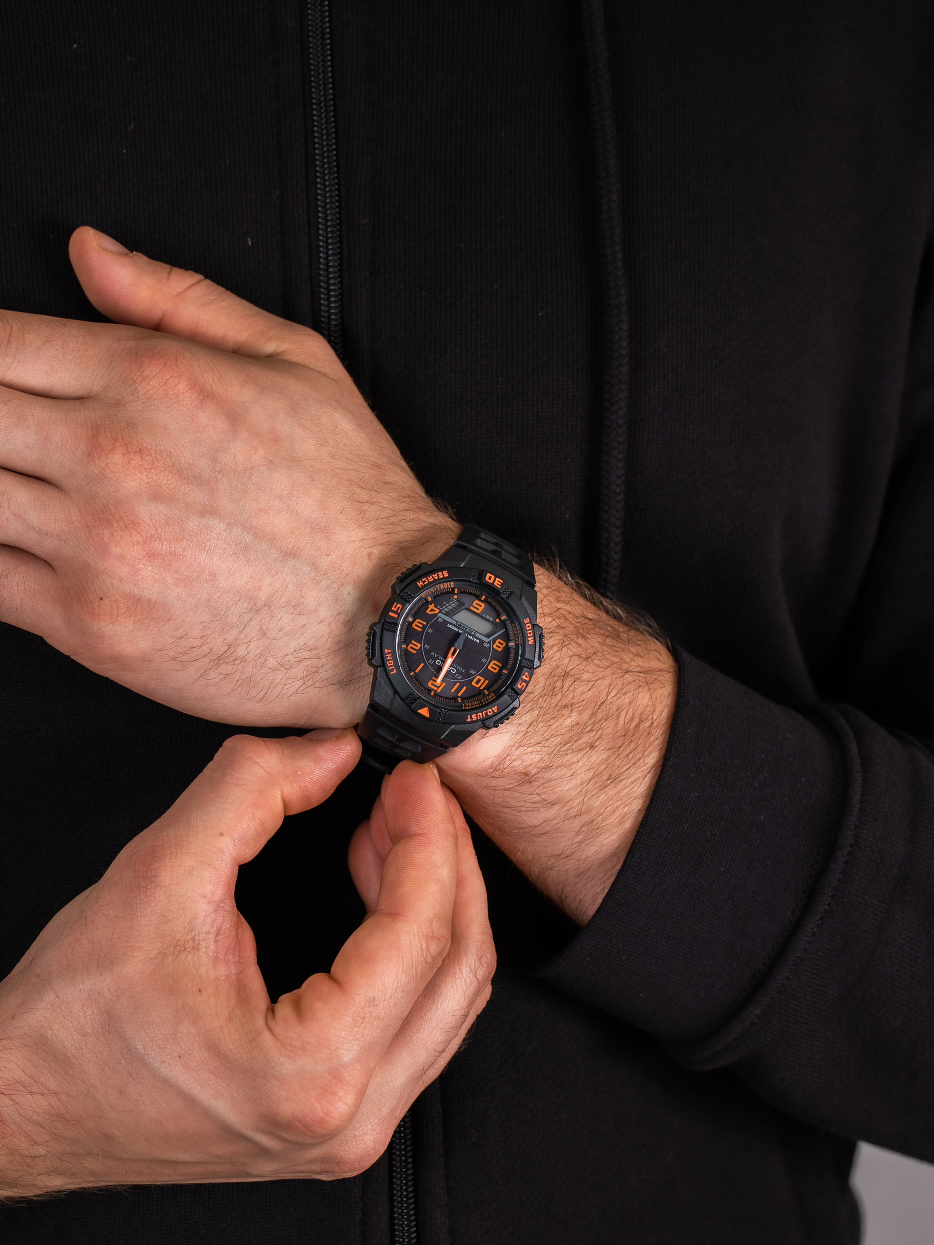 Casio AQ-S800W-1B2VEF męski zegarek Analogowo - cyfrowe pasek