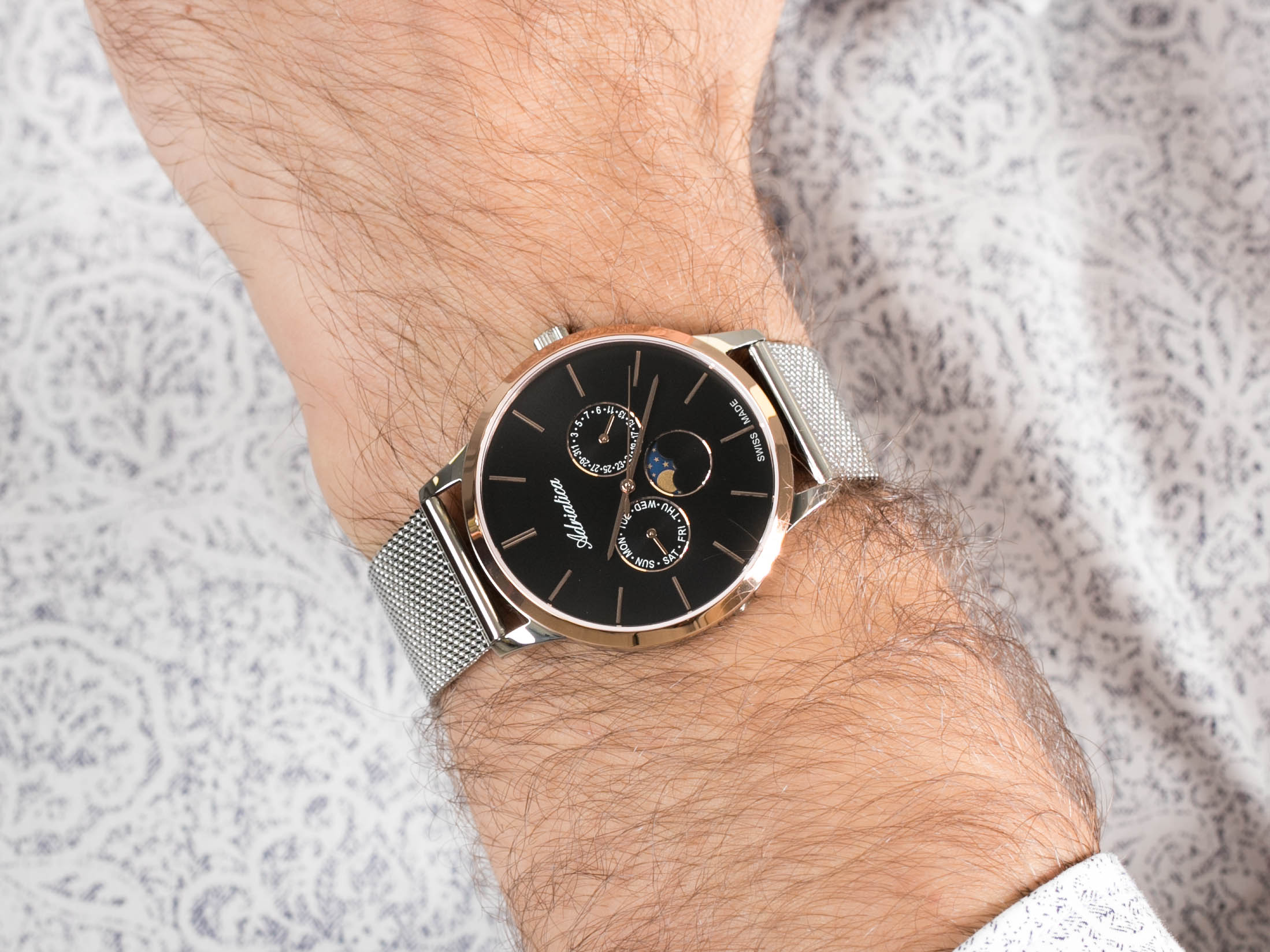 Adriatica A1274.R114QF Moonphase zegarek klasyczny Bransoleta - miniatura 4