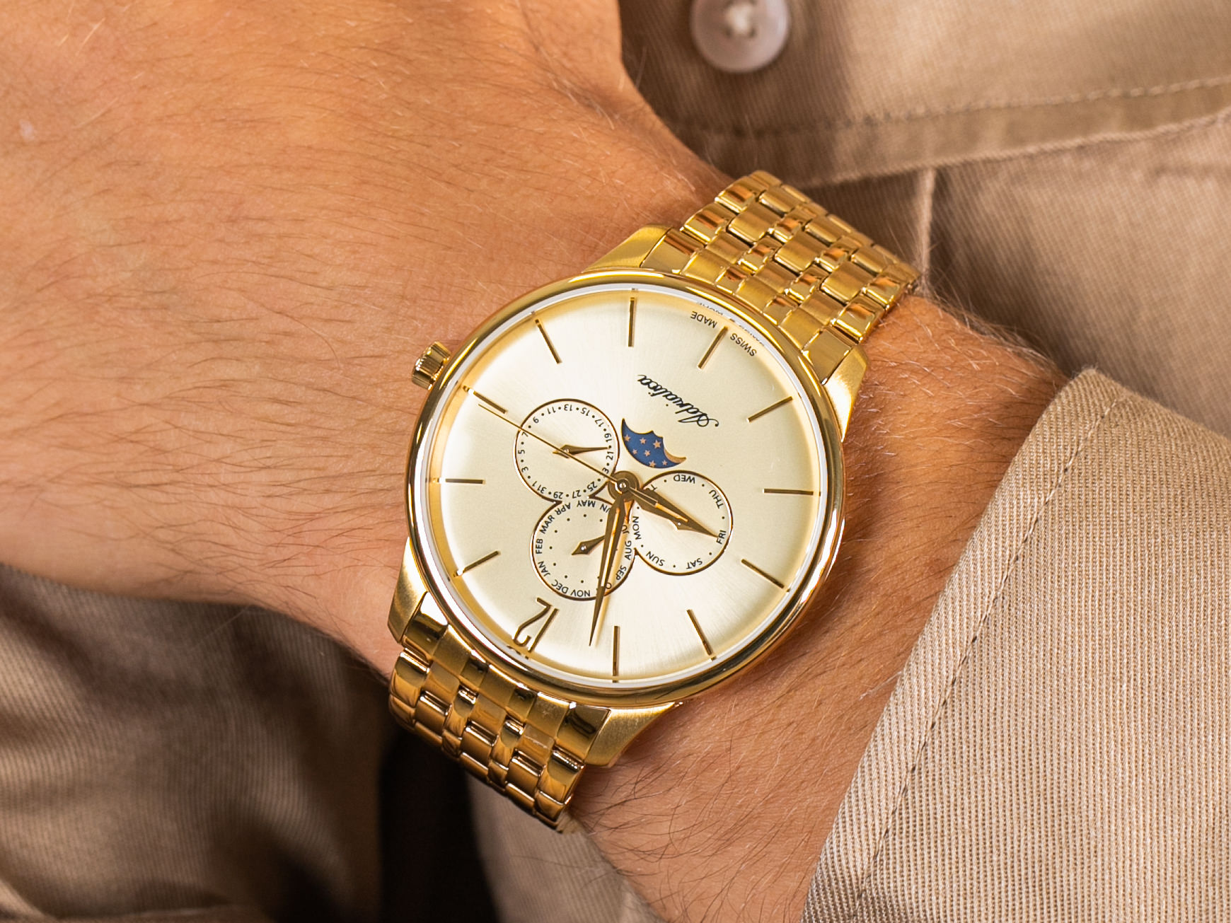 Adriatica A8269.1151QF Moonphase zegarek klasyczny Bransoleta - miniatura 4