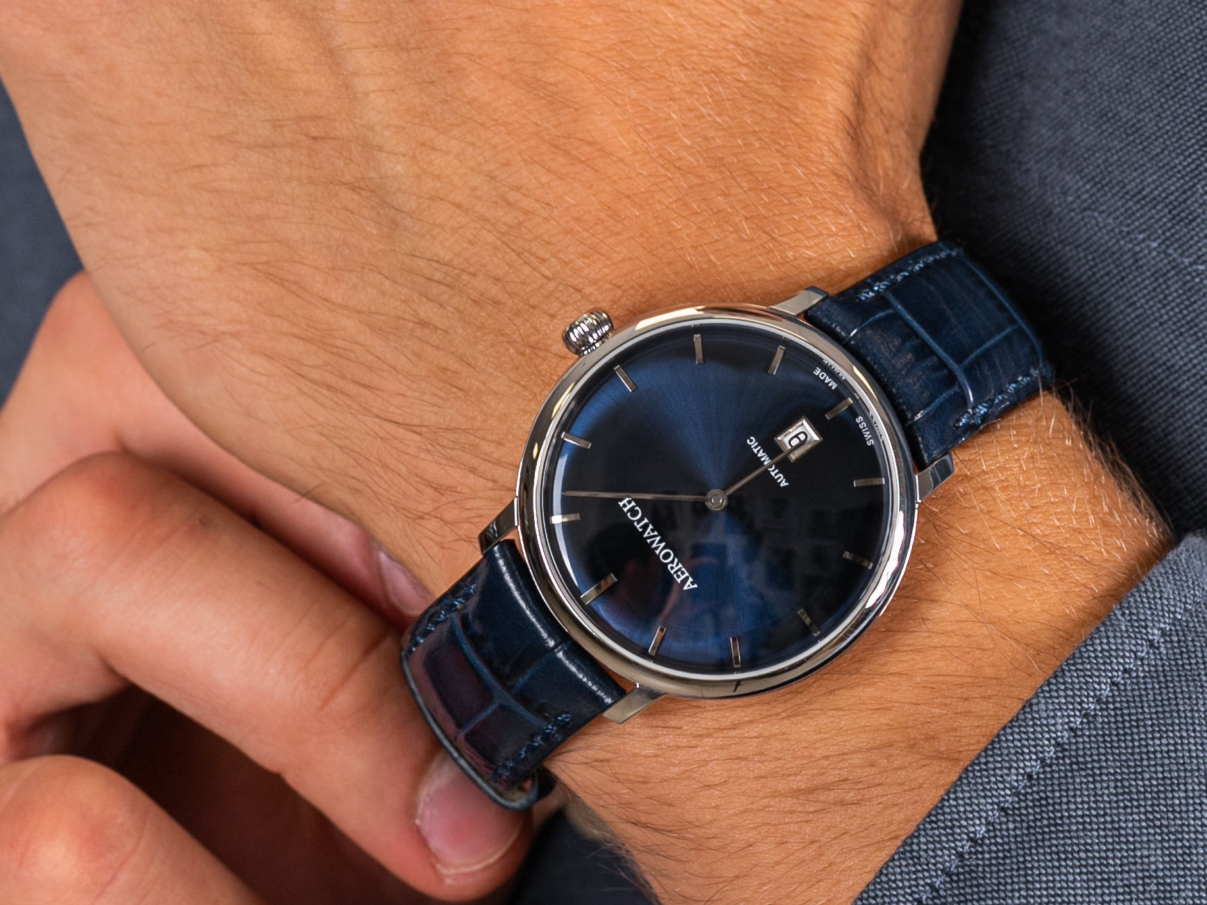 Aerowatch 67975-AA03 HERITAGE SLIM AUTOMATIC zegarek klasyczny Heritage Slim - miniatura 4