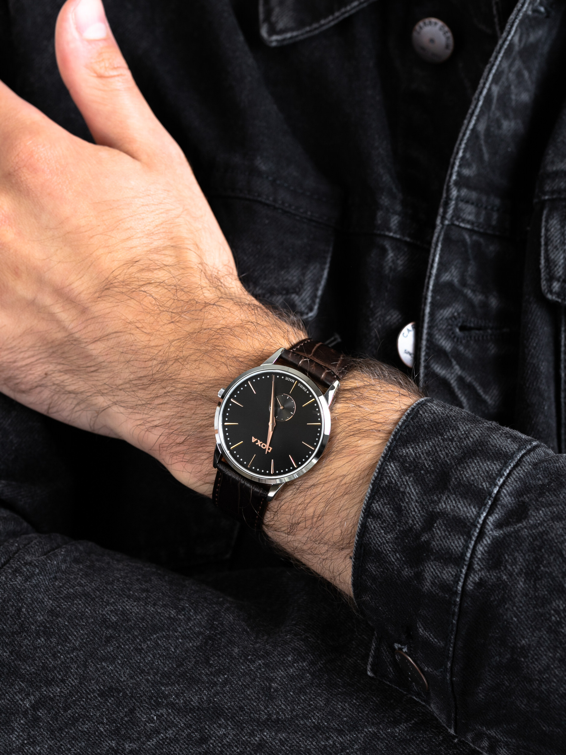Doxa 105.10.101R.02 męski zegarek Slim Line pasek - miniatura 3
