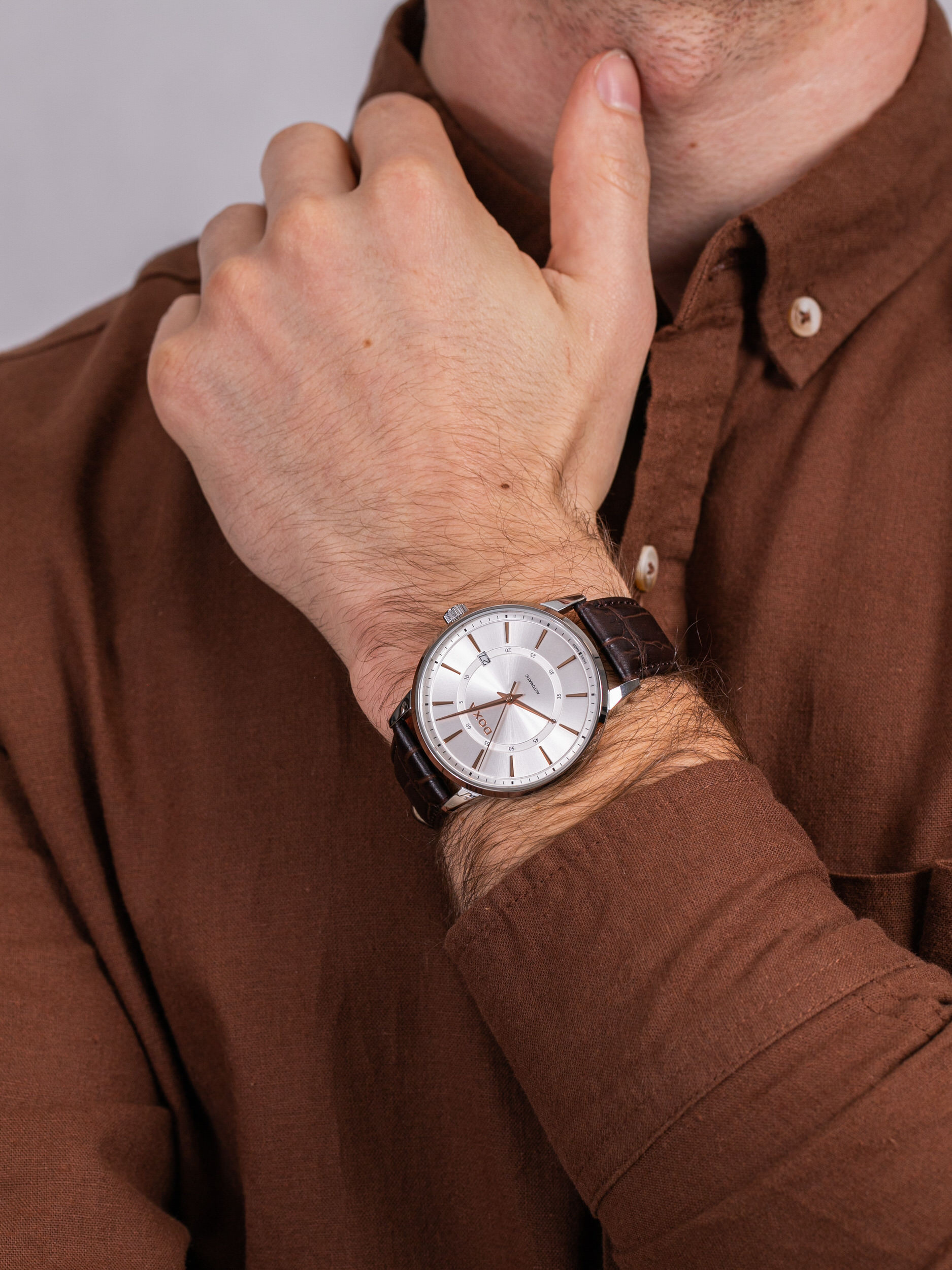 Doxa 107.10.021R.02 męski zegarek Slim Line pasek - miniatura 3