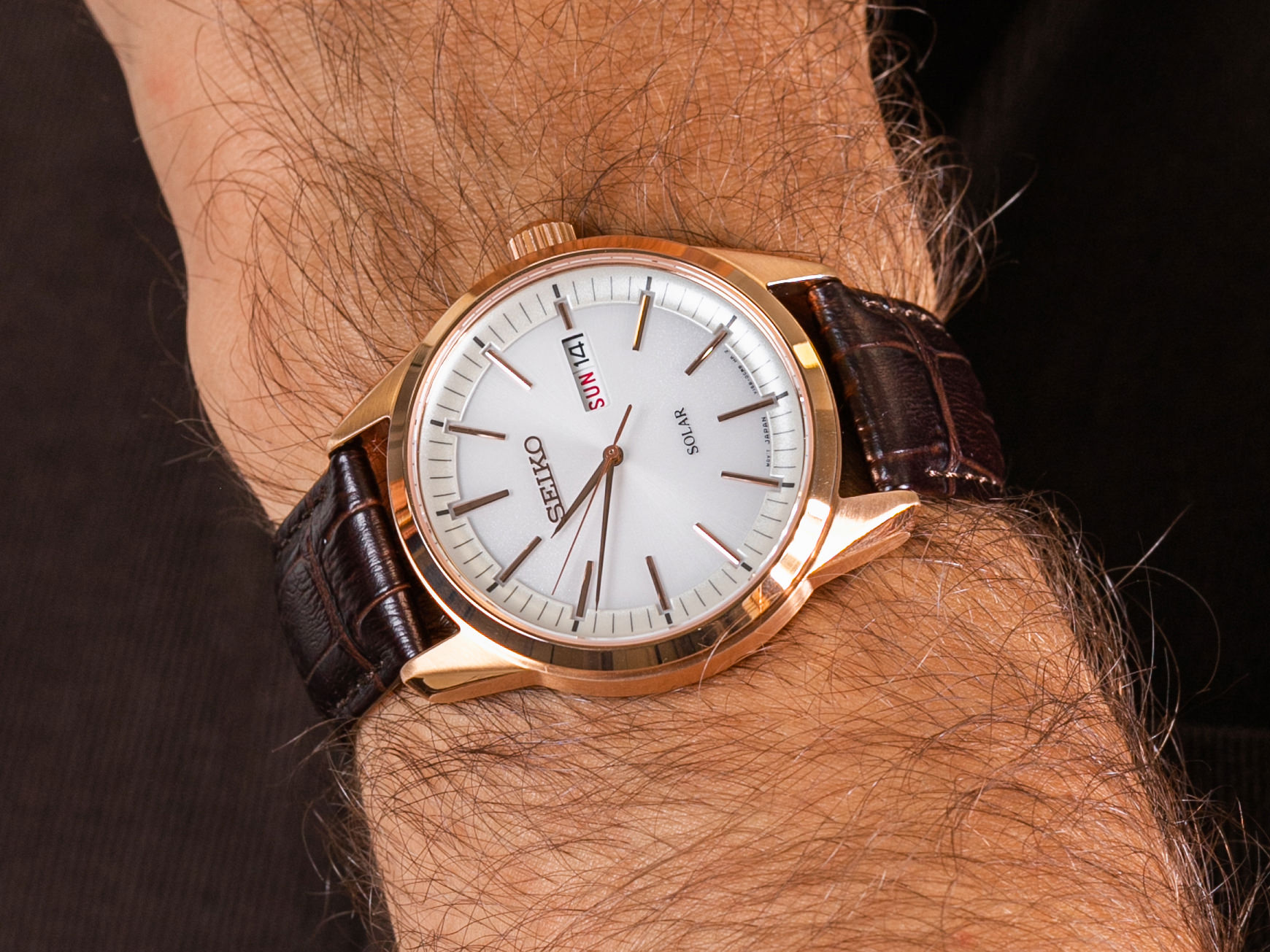 Seiko SNE530P1 Solar Classic Sapphire Day-Date 100m zegarek klasyczny Solar - miniatura 4