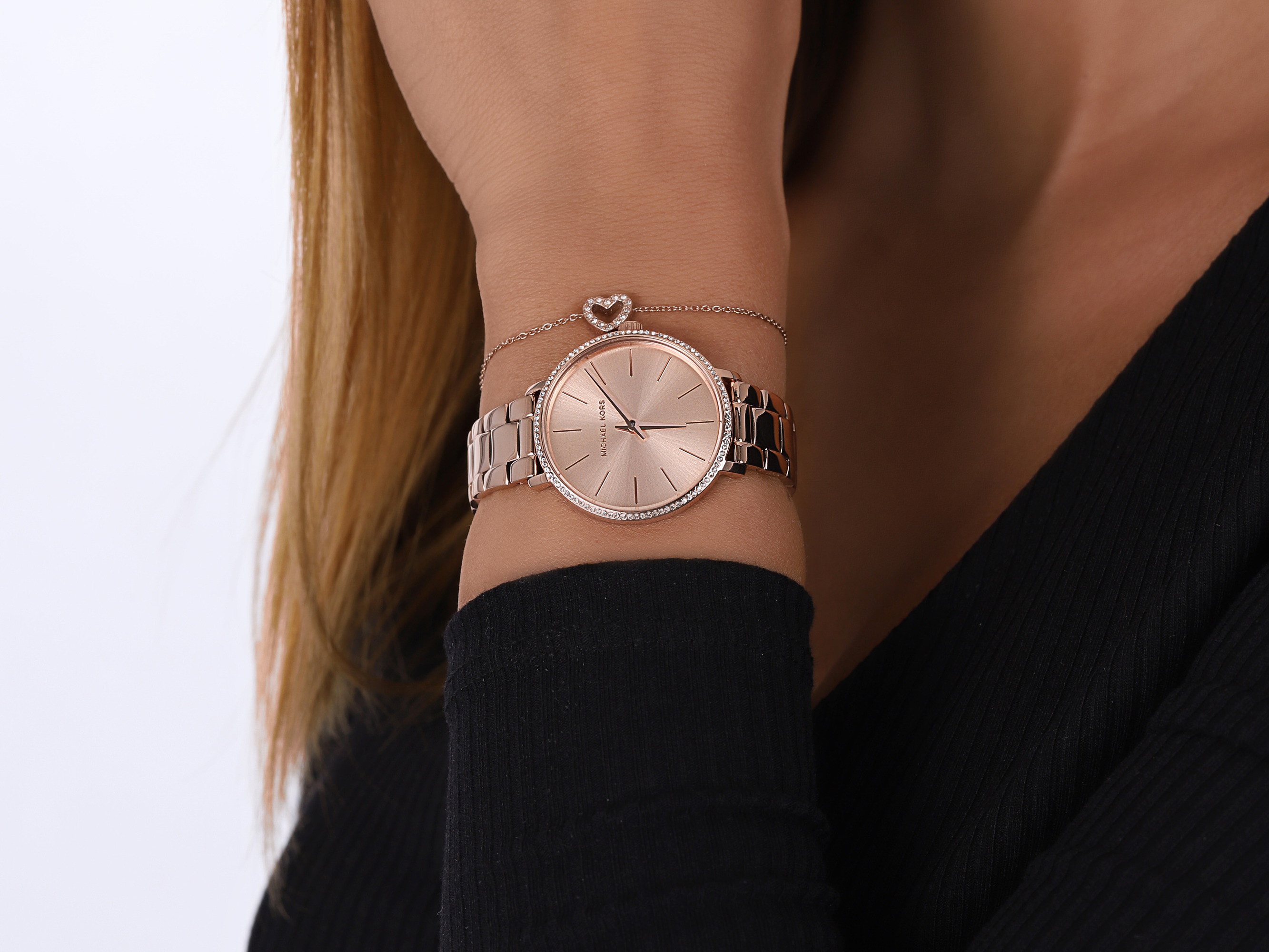Michael Kors MK1040 zegarek różowe złoto klasyczny Pyper bransoleta - miniatura 7
