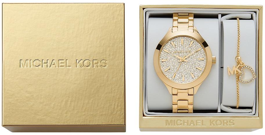Michael Kors MK1046 SLIM RUNWAY Gold Stainless Steel GIFT SET 38mm zegarek klasyczny Slim Runway - miniatura 4