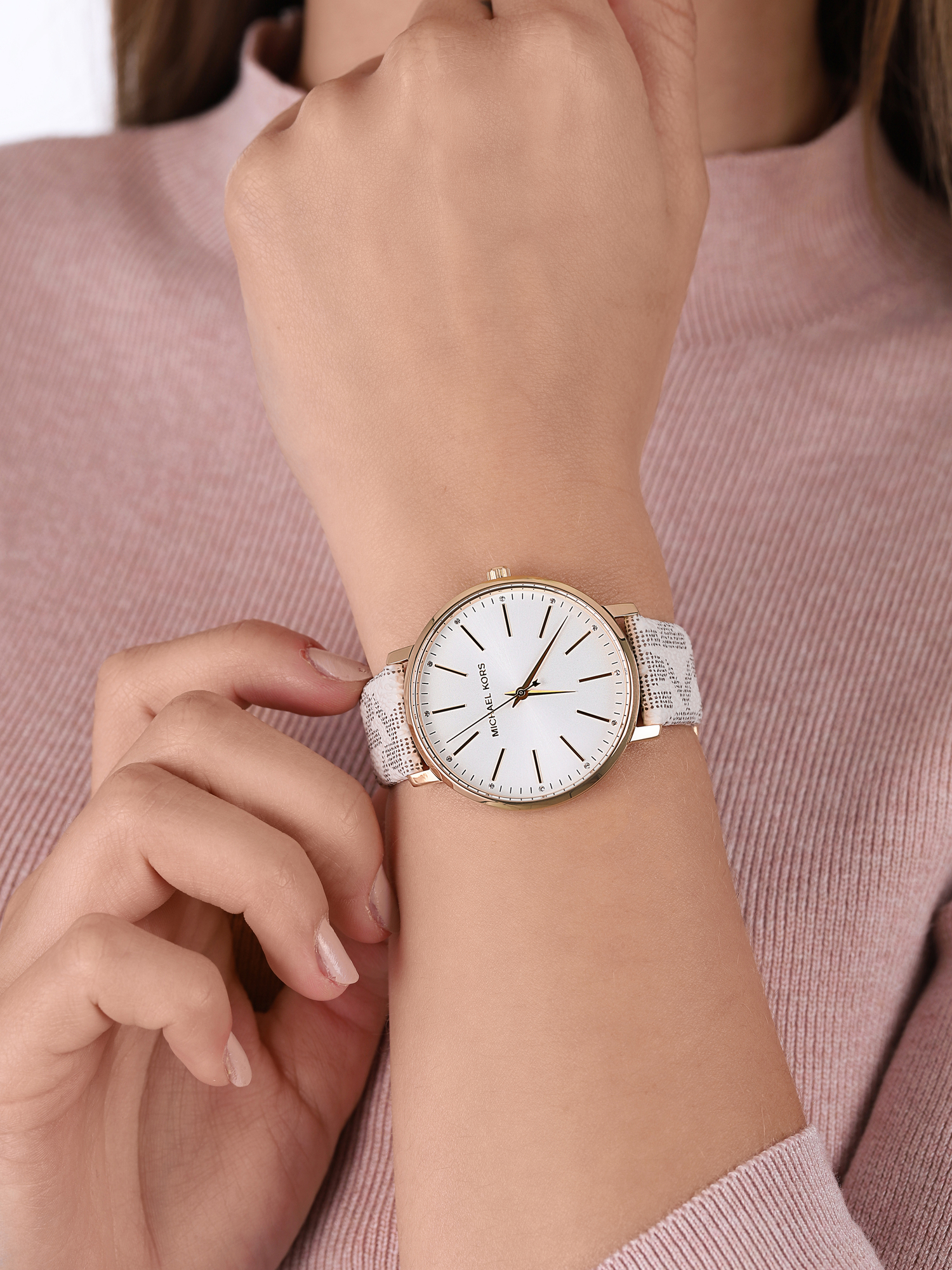 Michael Kors MK2858 zegarek złoty klasyczny Pyper pasek - miniatura 3