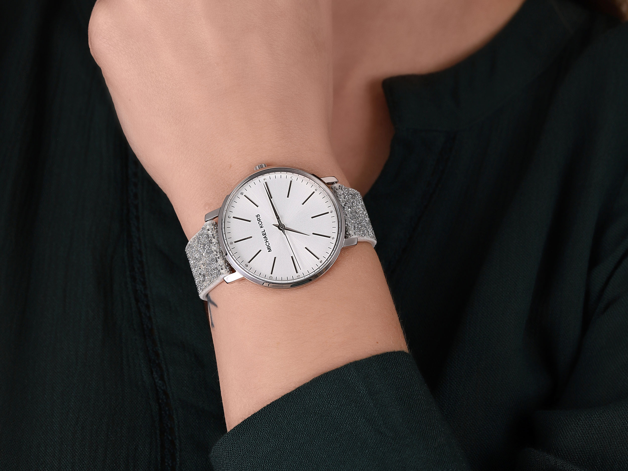 Michael Kors MK2877 zegarek srebrny klasyczny Damskie pasek - miniatura 4