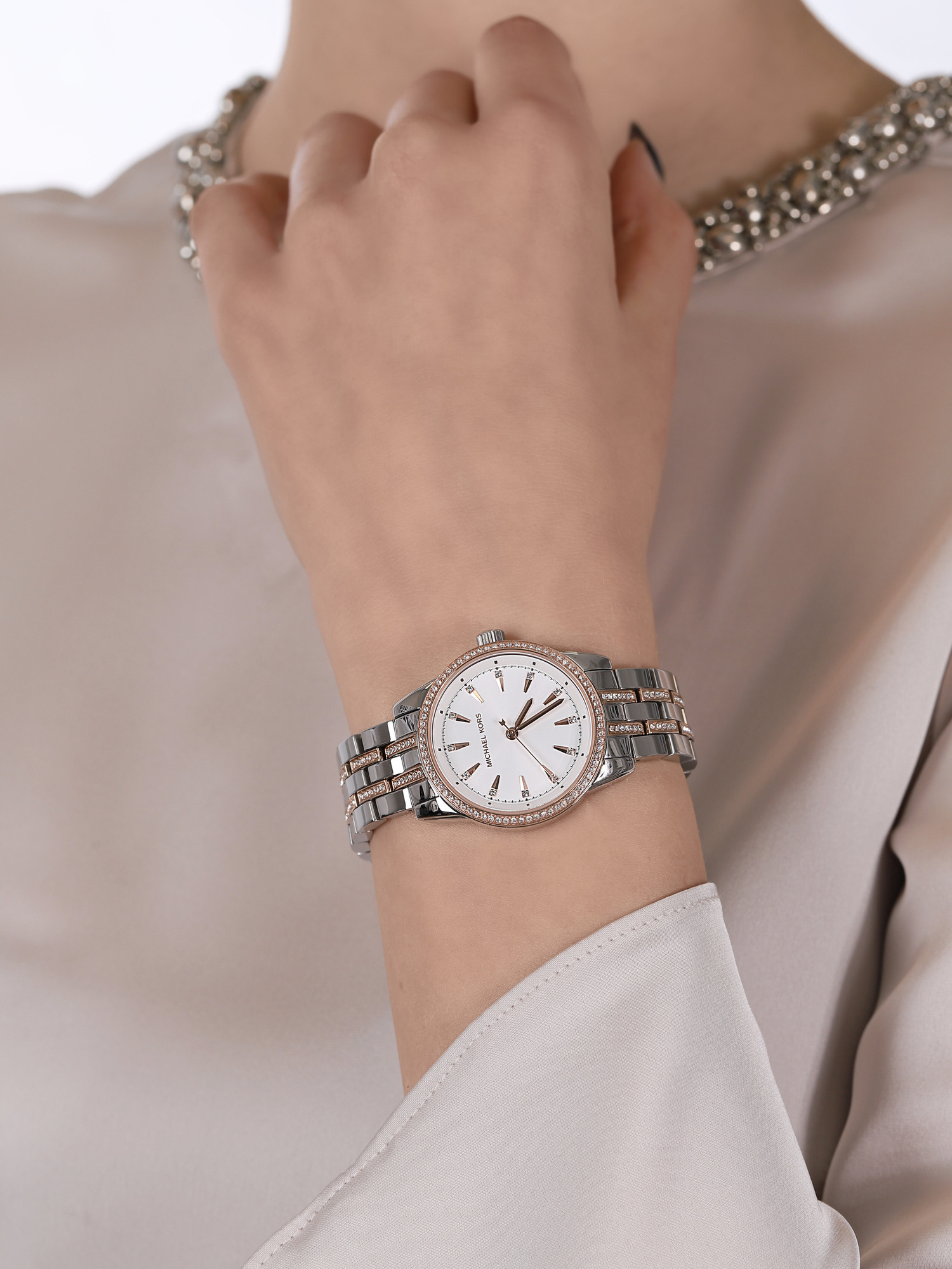 Michael Kors MK4386 zegarek srebrny klasyczny Ritz bransoleta - miniatura 3