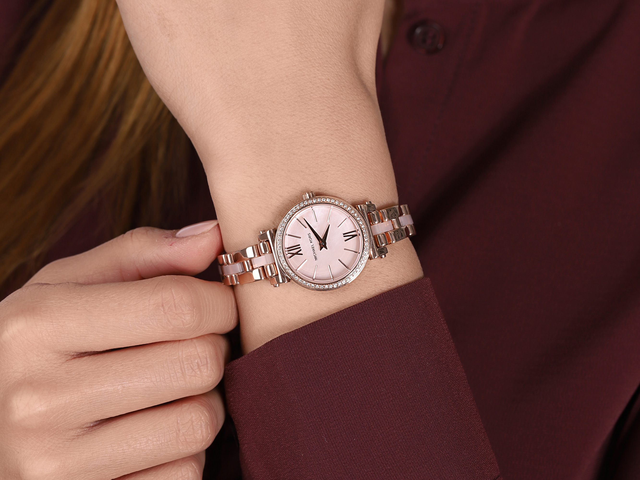 Michael Kors MK4520 zegarek różowe złoto klasyczny Sofie bransoleta - miniatura 4